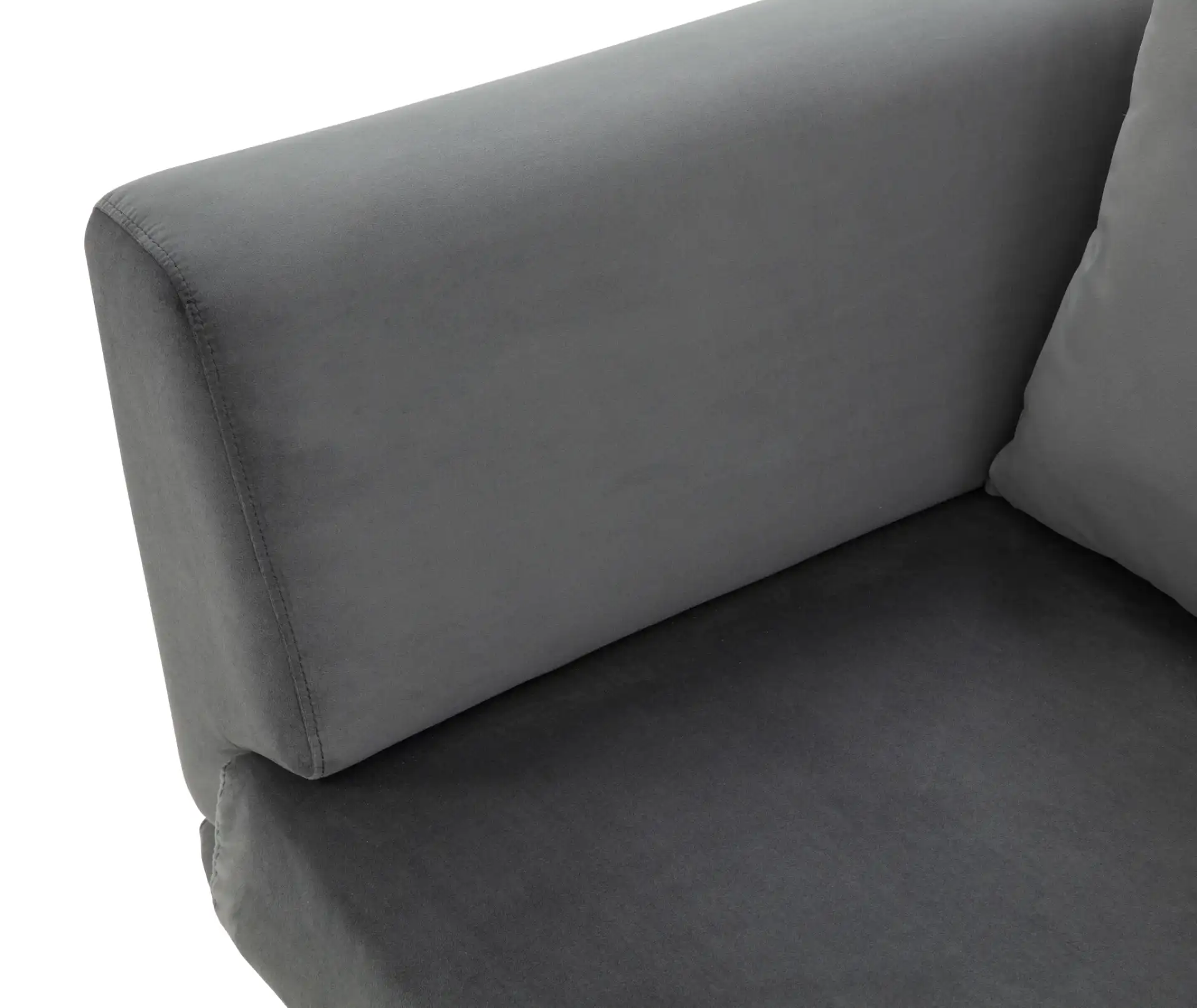 Marcy Velvet Sofa in Grey in a styled room