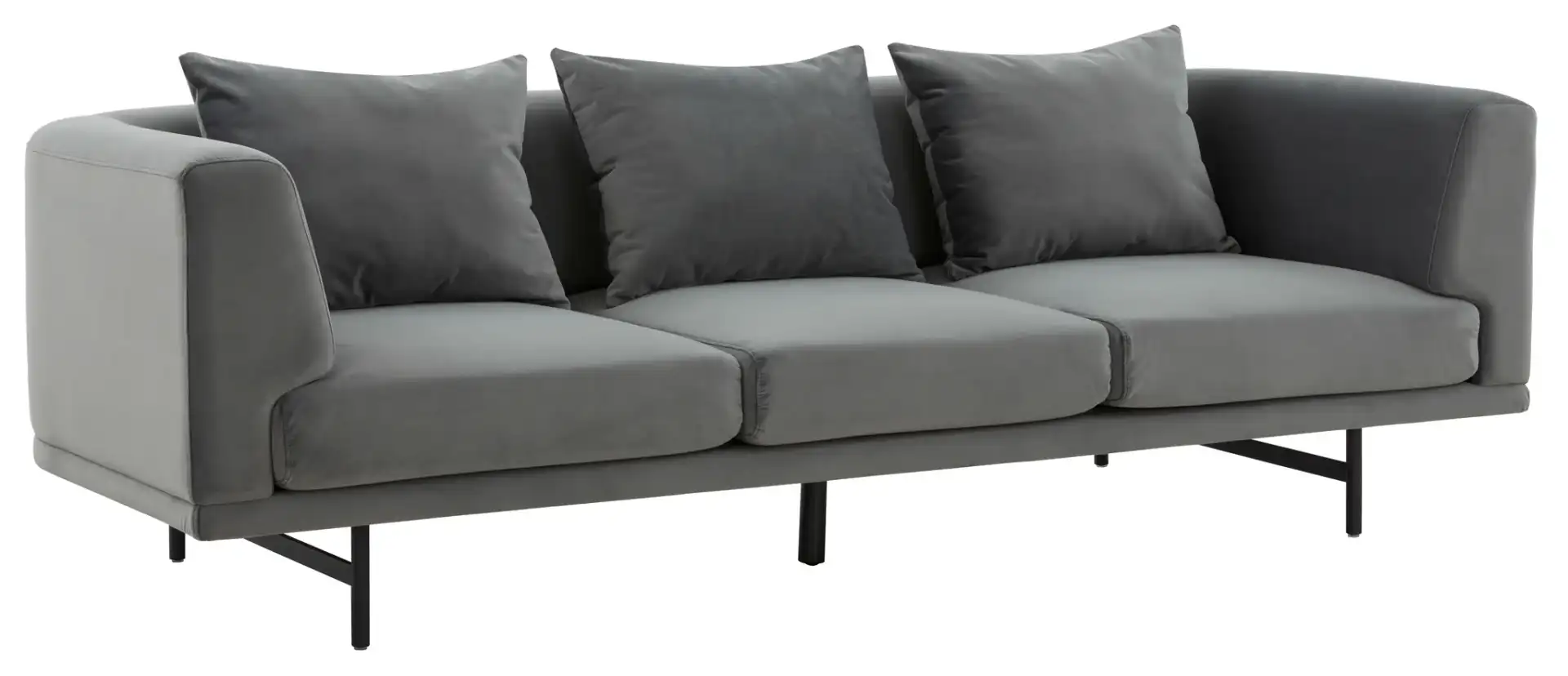 Marcy Velvet Sofa in Grey, detail view