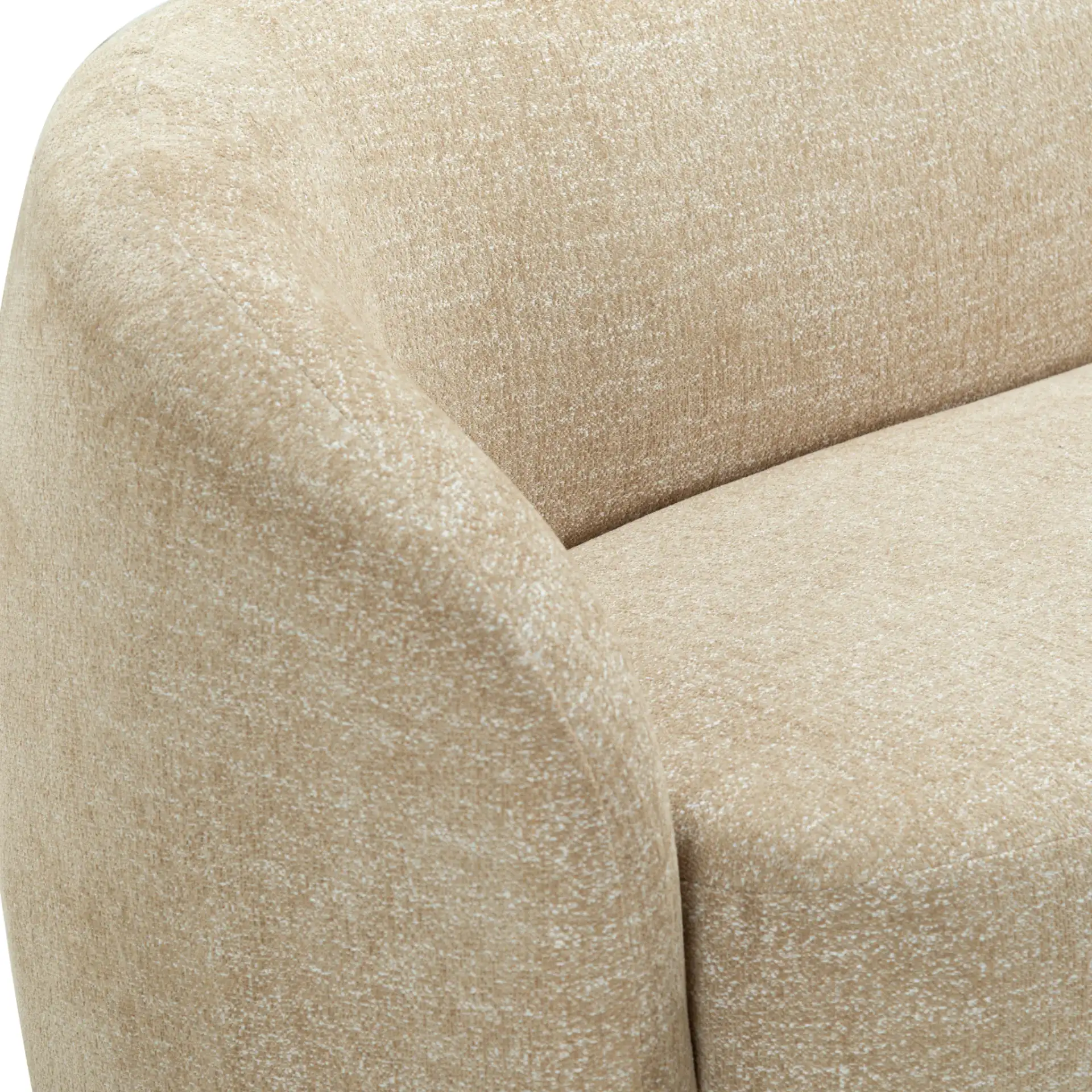 Zhao Curved Loveseat in Light Brown in a styled room
