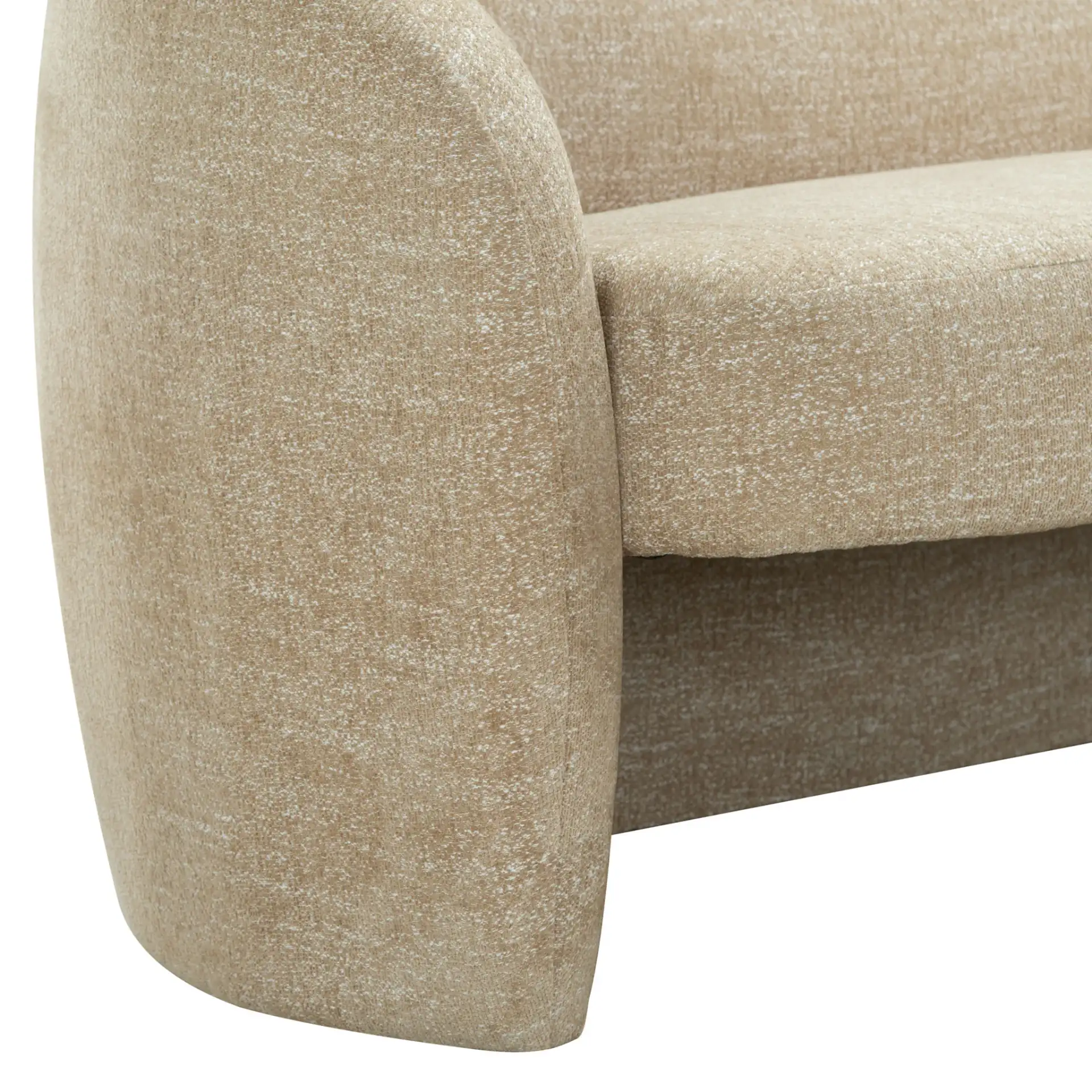 Zhao Curved Loveseat in Light Brown, detail view