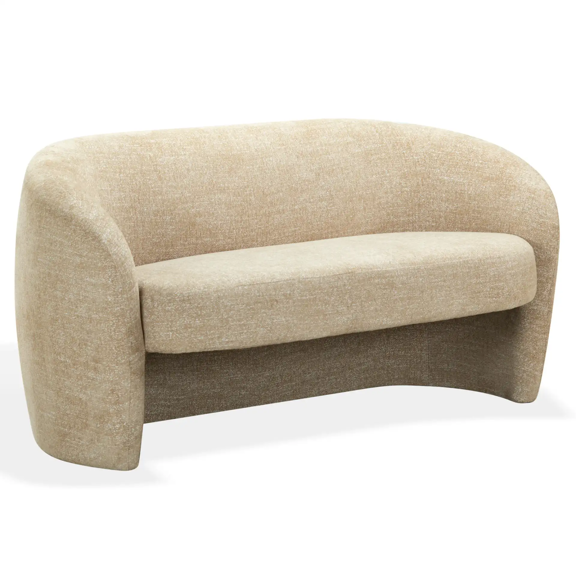 Zhao Curved Loveseat in Light Brown, detail view