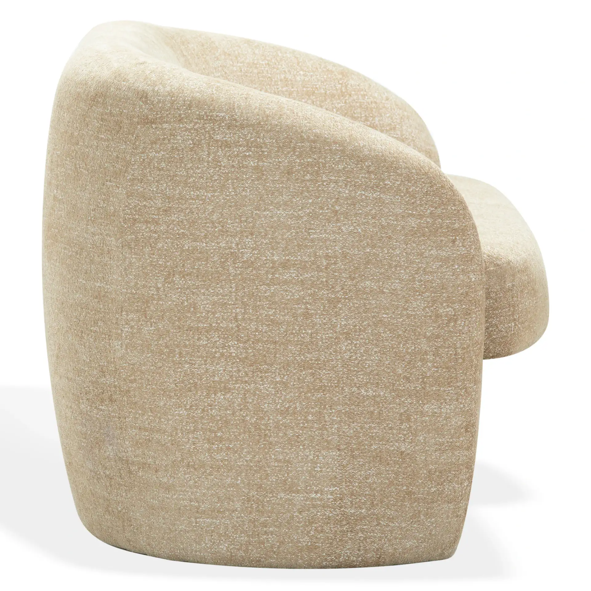 Zhao Curved Loveseat in Light Brown, detail view