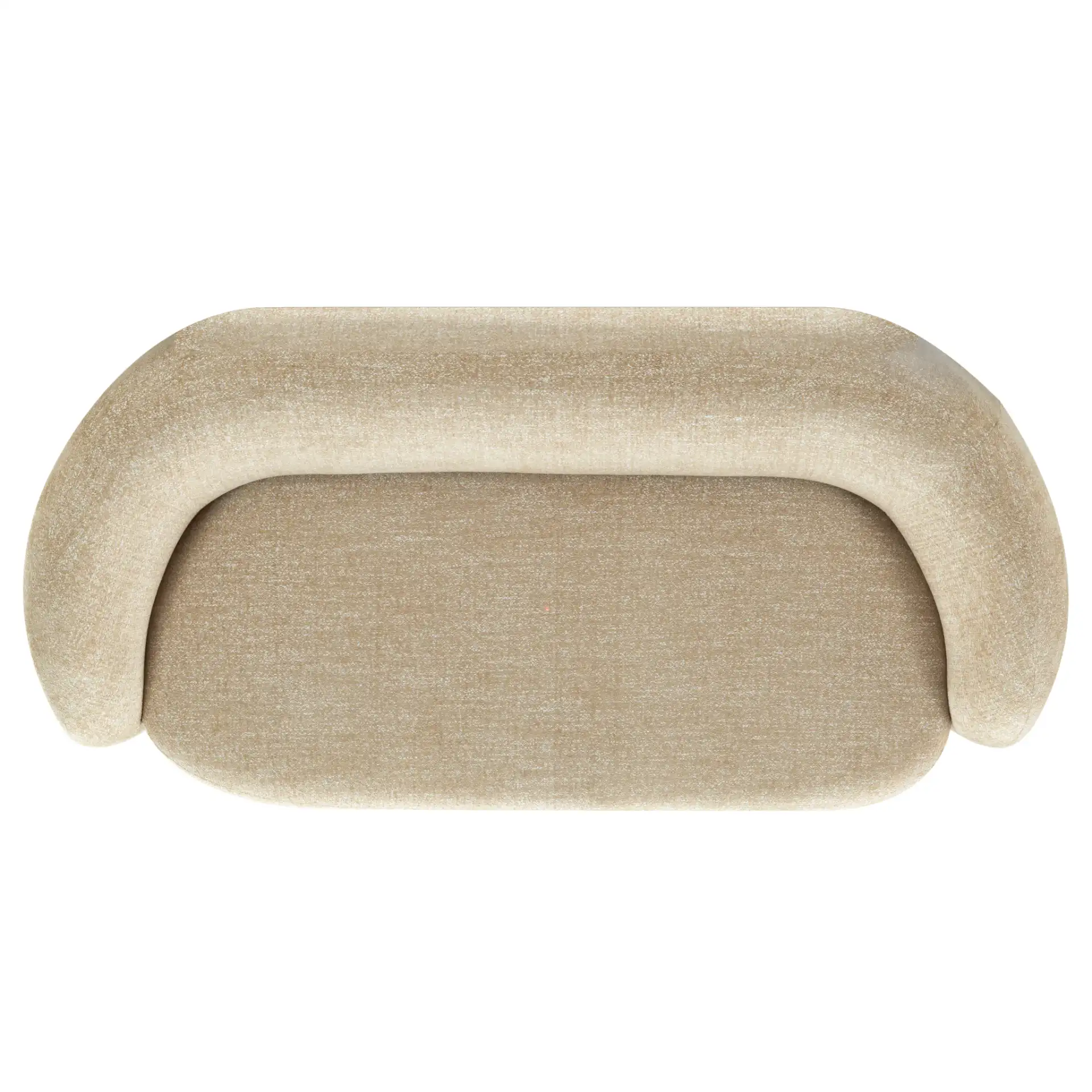 Zhao Curved Loveseat in Light Brown, detail view