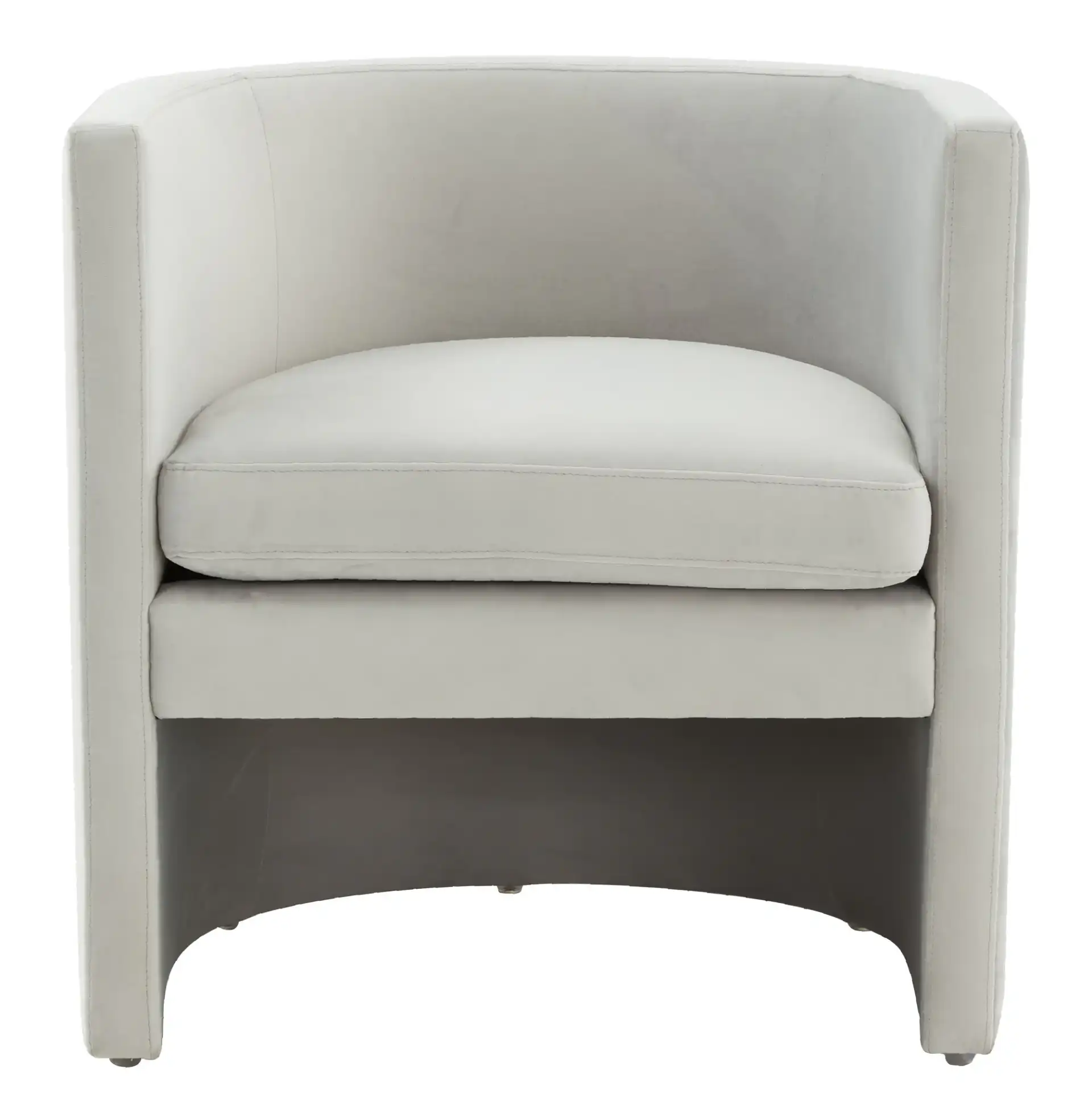 Rosabeth Curved Dining Chair in Light Gray, detail view