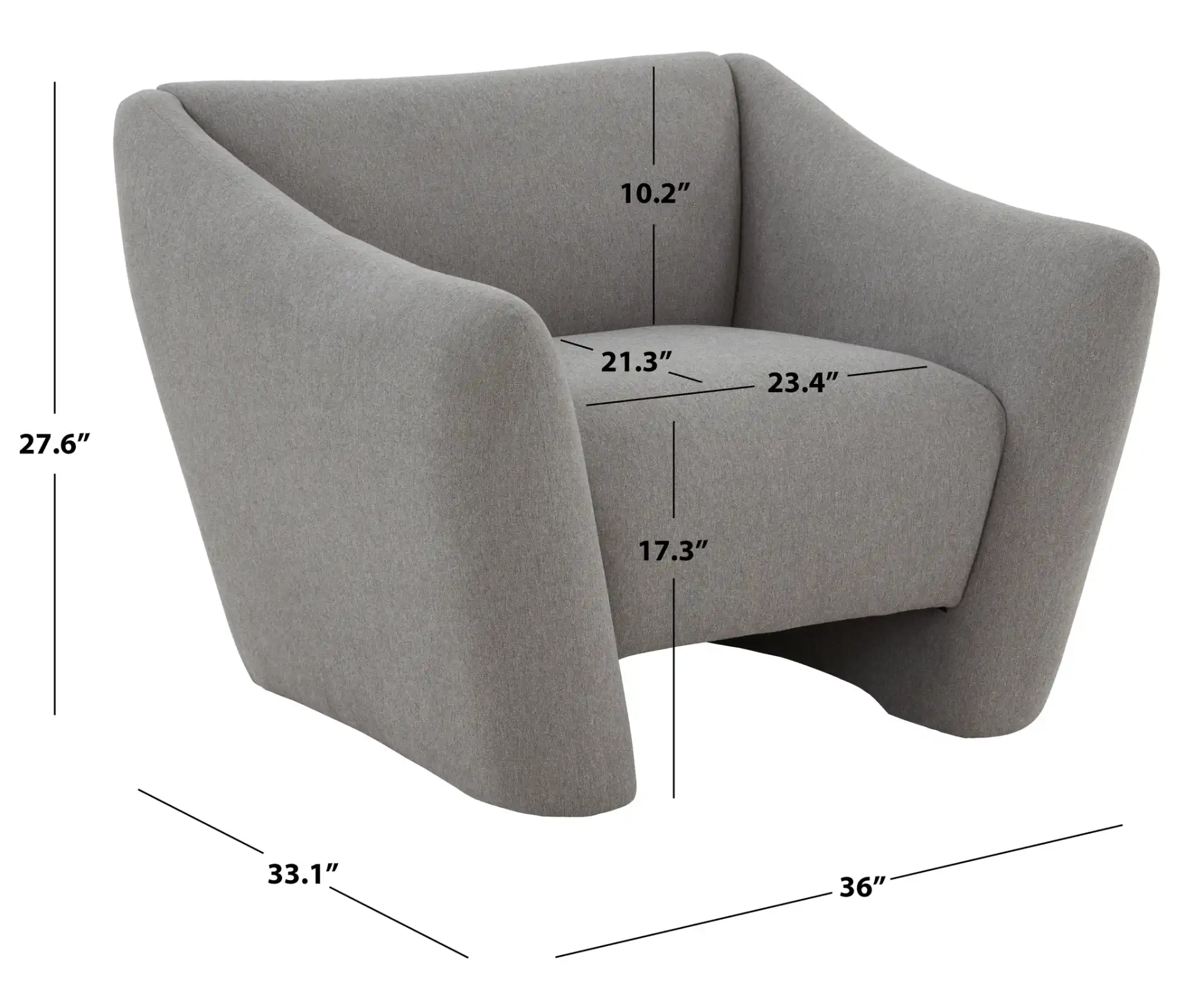 Stefanie Modern Accent Chair in Light Gray, detail view