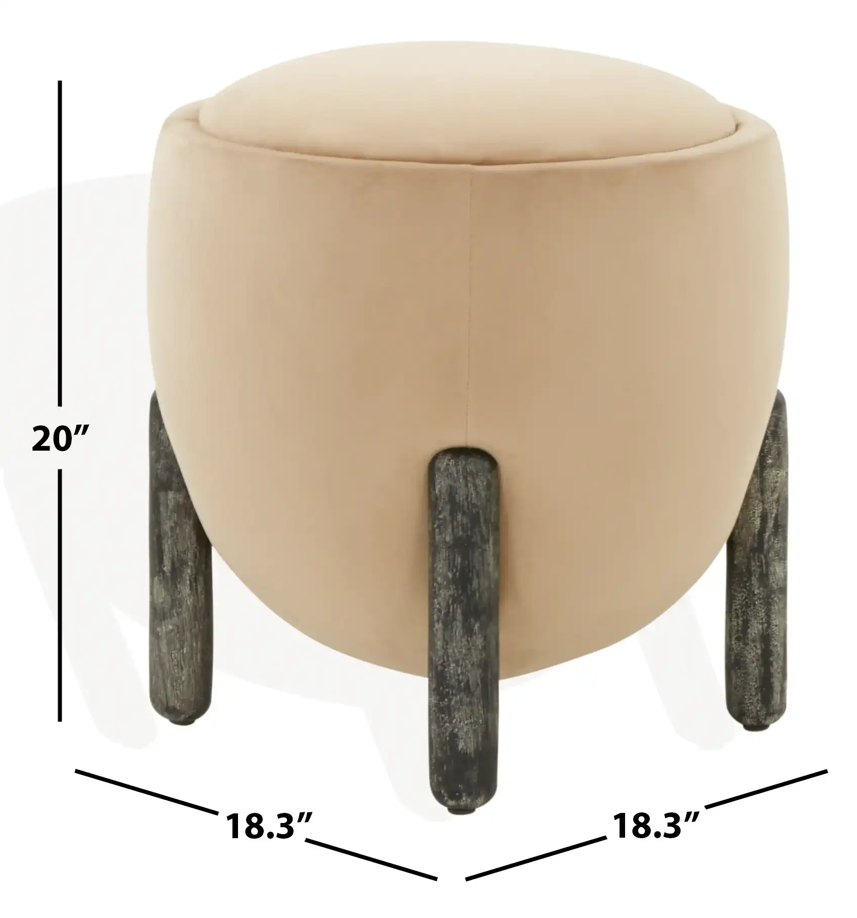 Clarabella Upholstered Ottoman in Brown / Black, detail view
