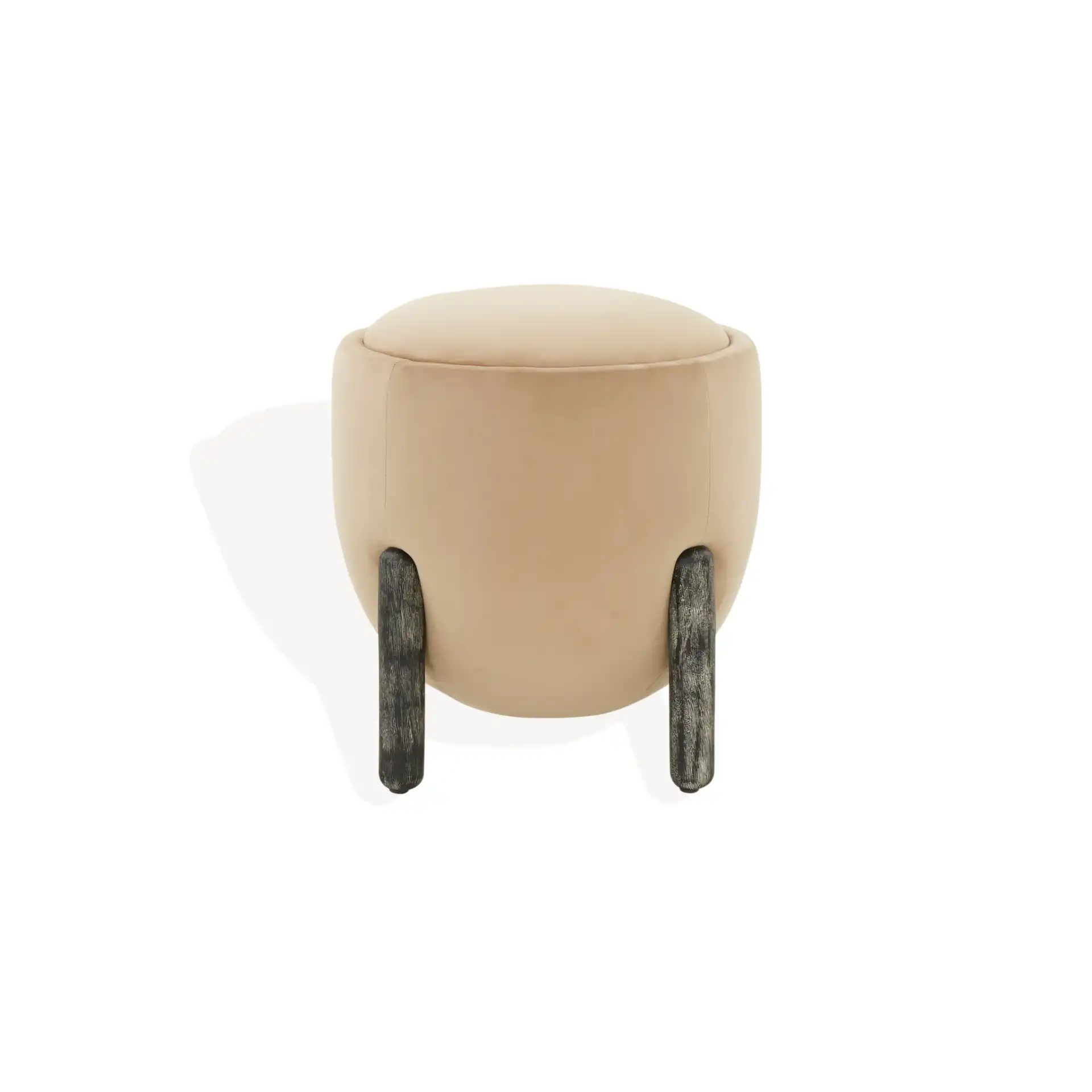 Clarabella Upholstered Ottoman in Brown / Black, detail view