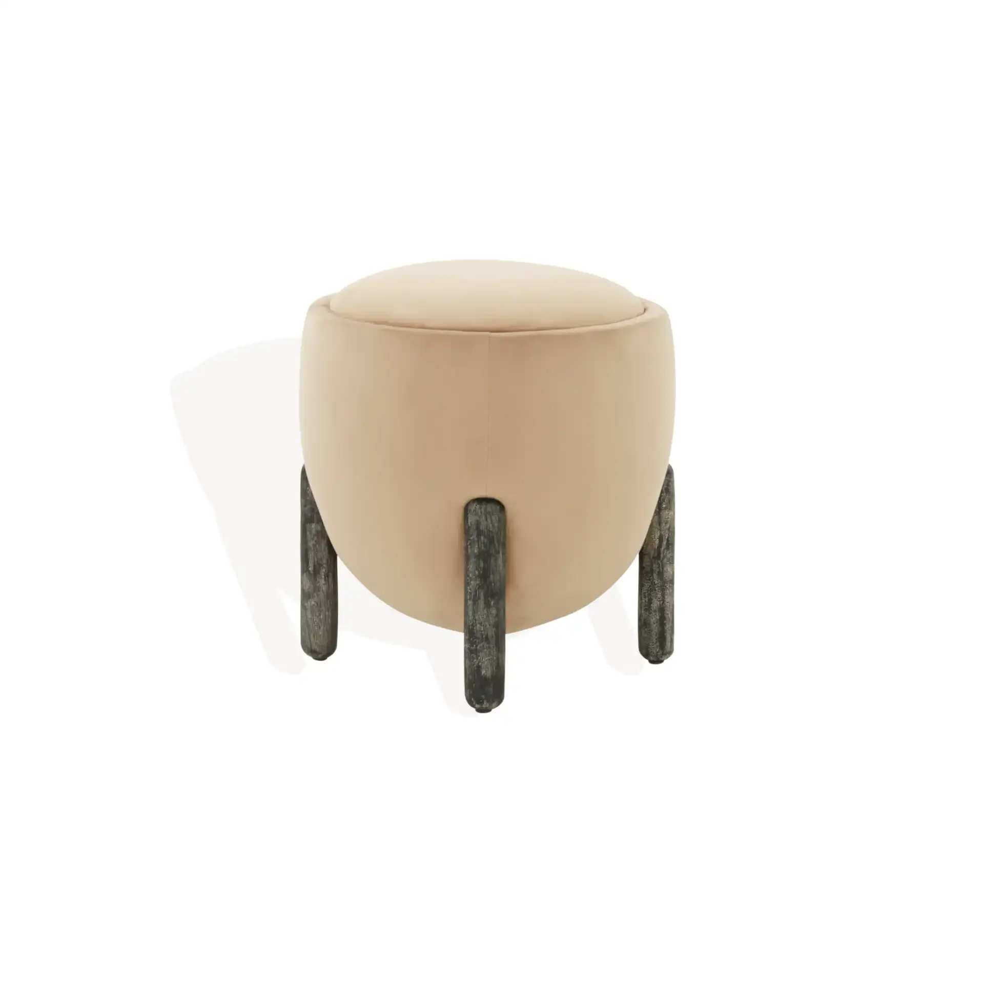 Clarabella Upholstered Ottoman in Brown / Black, detail view