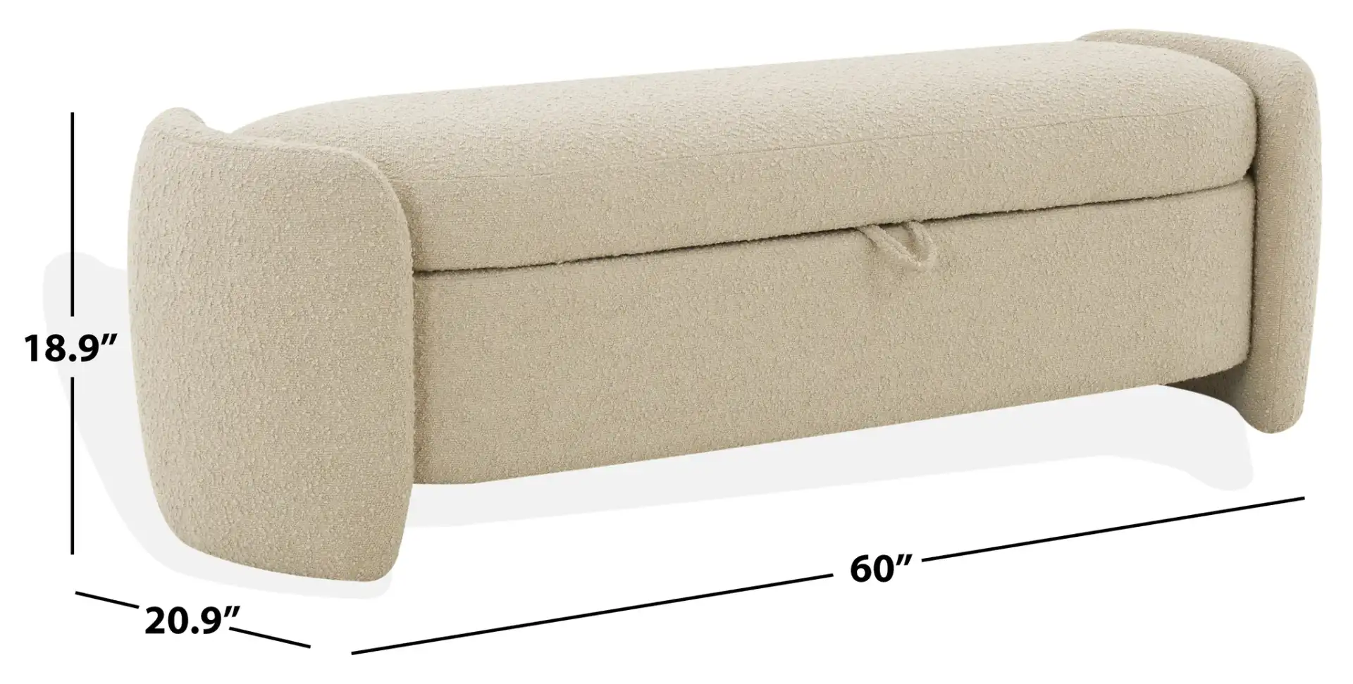Danianna Boucle Bench in Light Brown, detail view