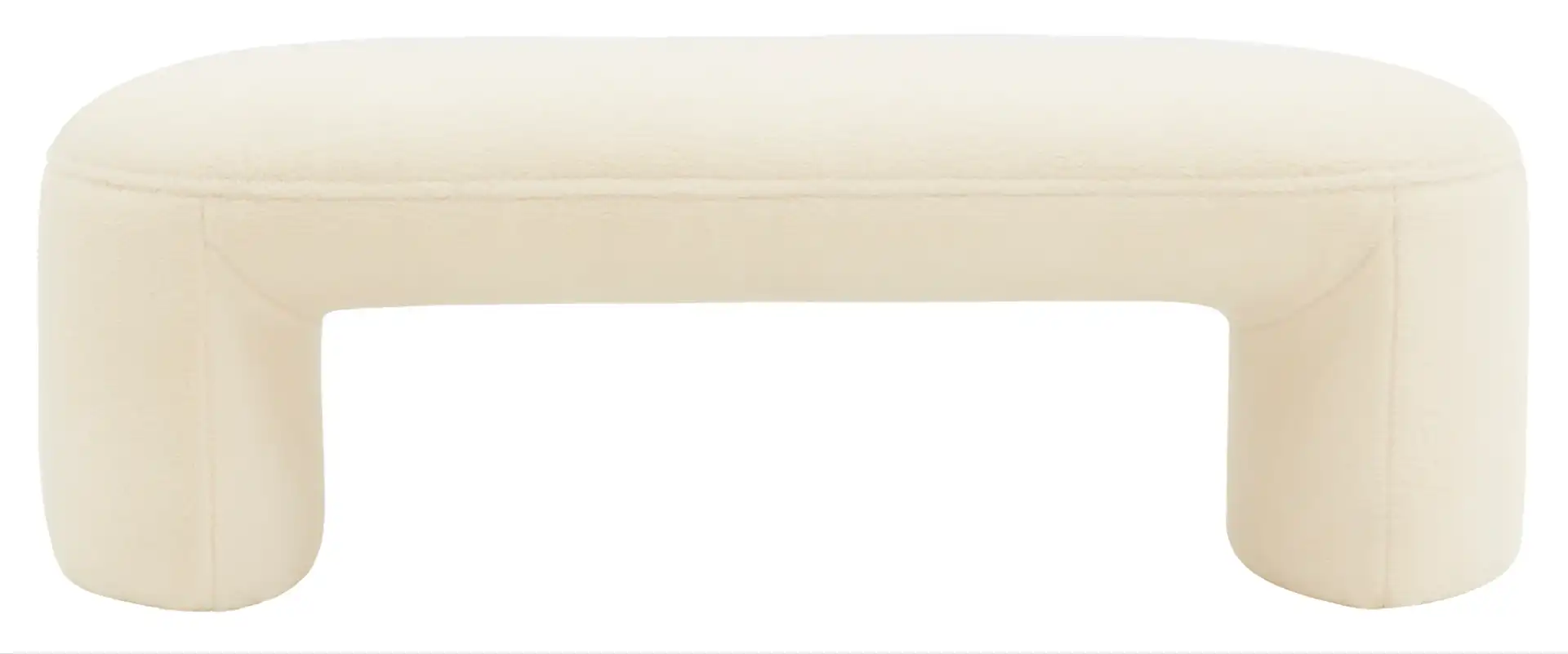 Vivie Faux Shearling Bench in Ivory
