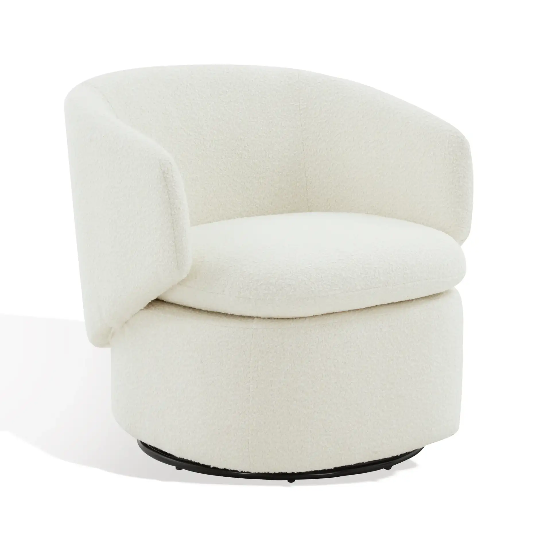 Phyllis Boucle Swivel Chair in Black