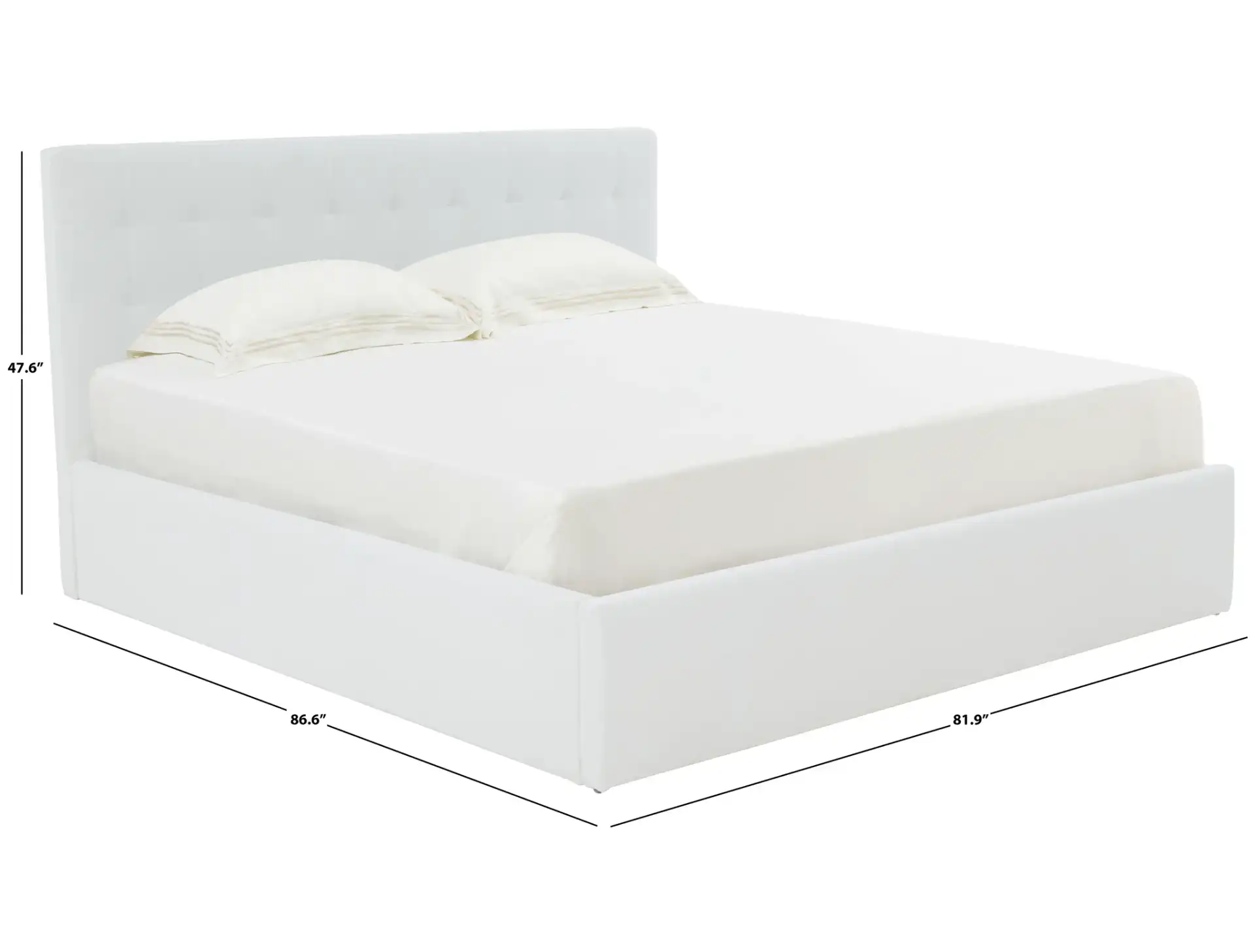 Rosita Low Profile Tufted Bed in Ivory, detail view