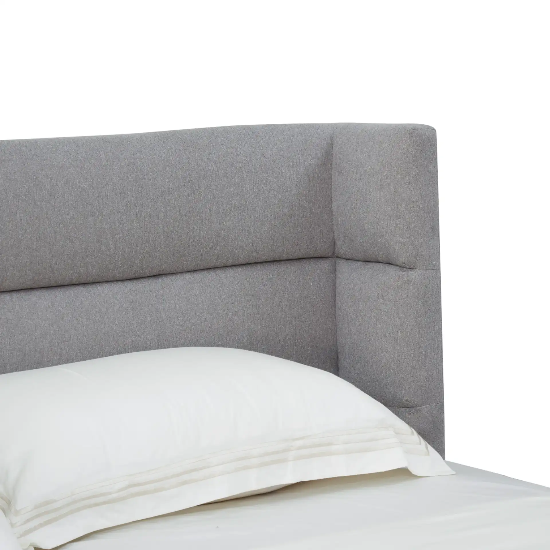 Olivianna Low Profile Bed in Light Gray in a styled room