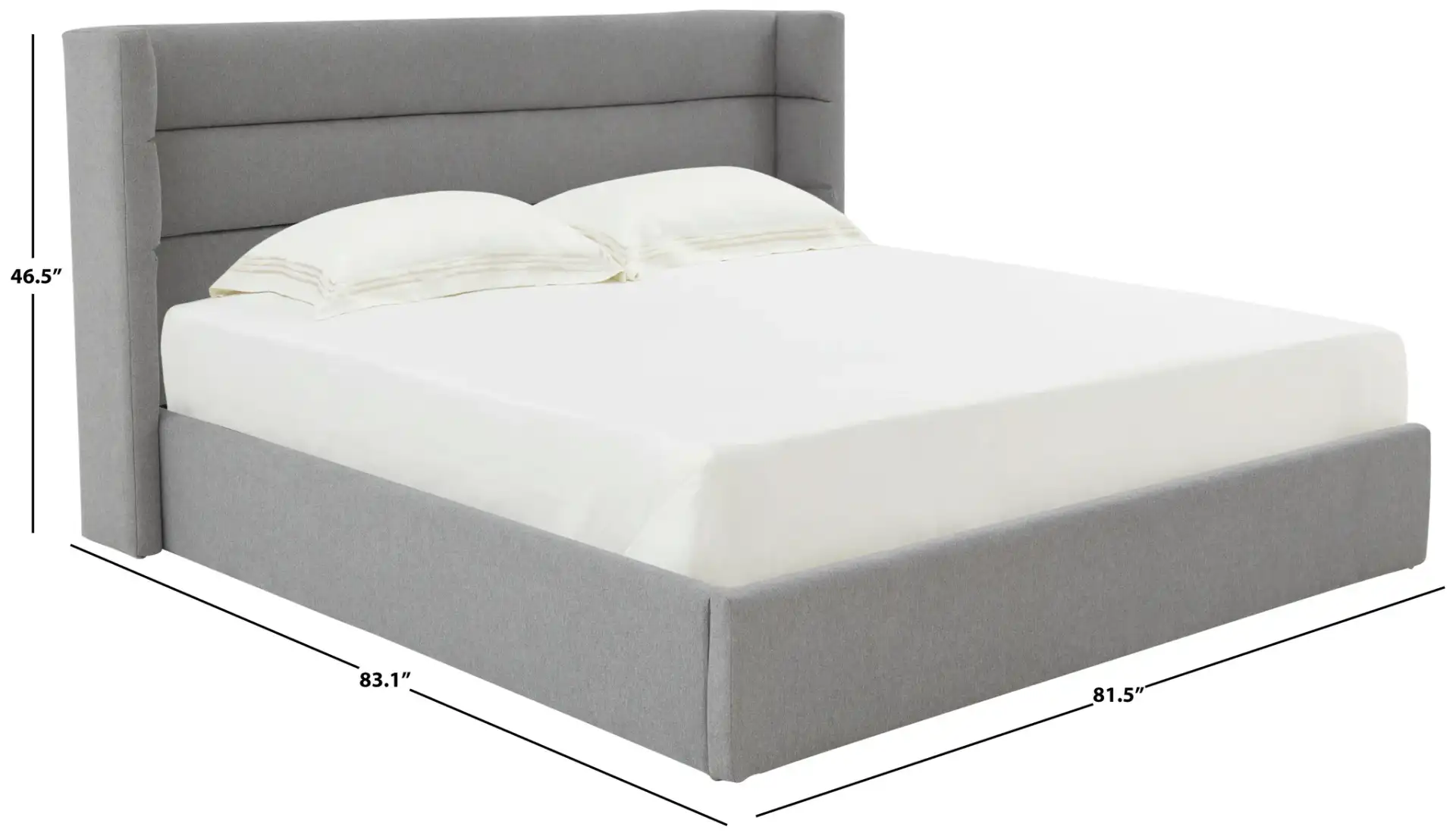 Olivianna Low Profile Bed in Light Gray, detail view