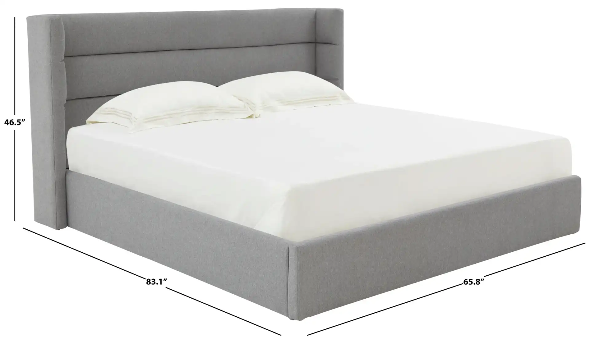 Olivianna Low Profile Bed in Light Gray, detail view