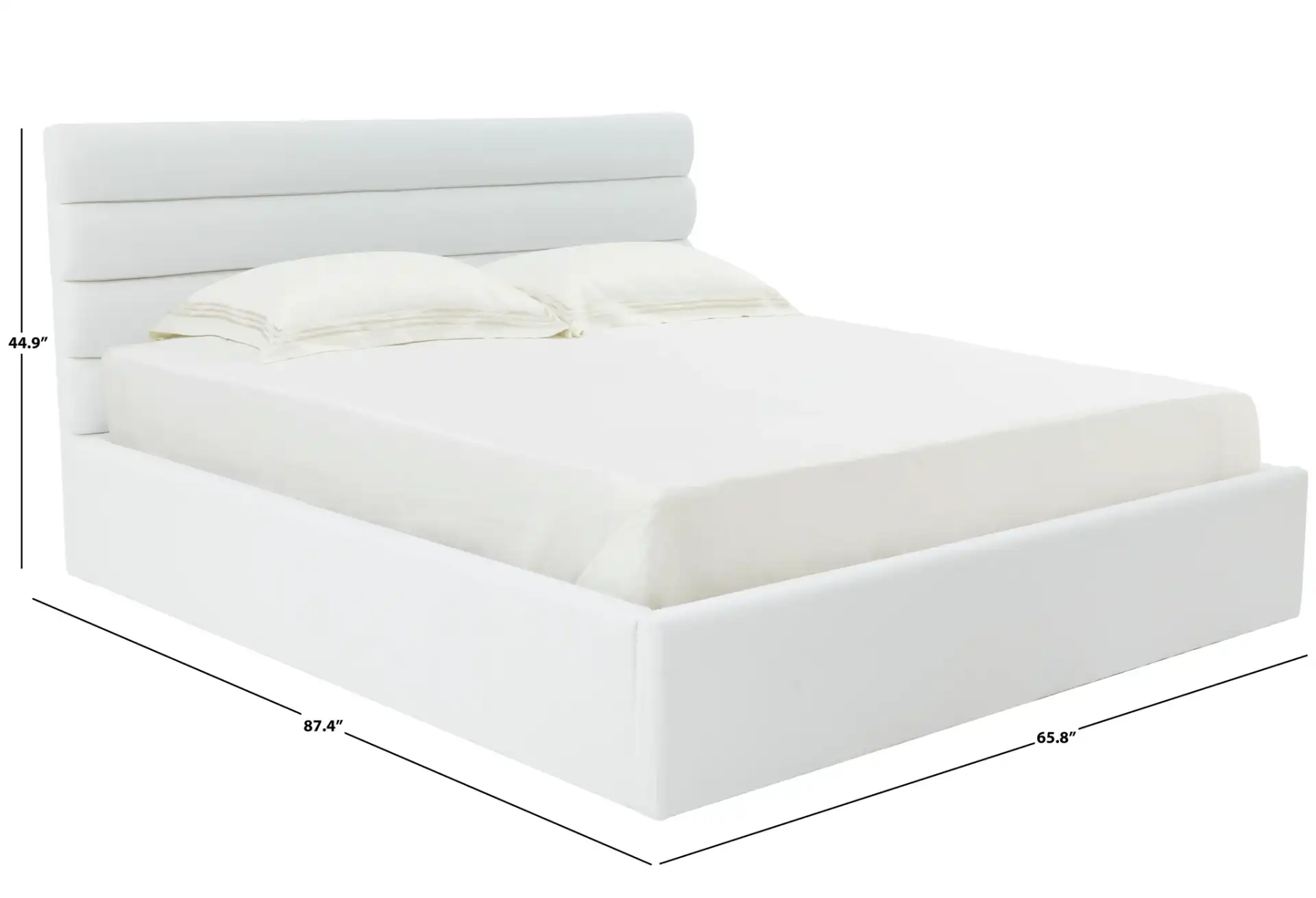 Jaybella Low-Profile Tufted Bed in Ivory, detail view