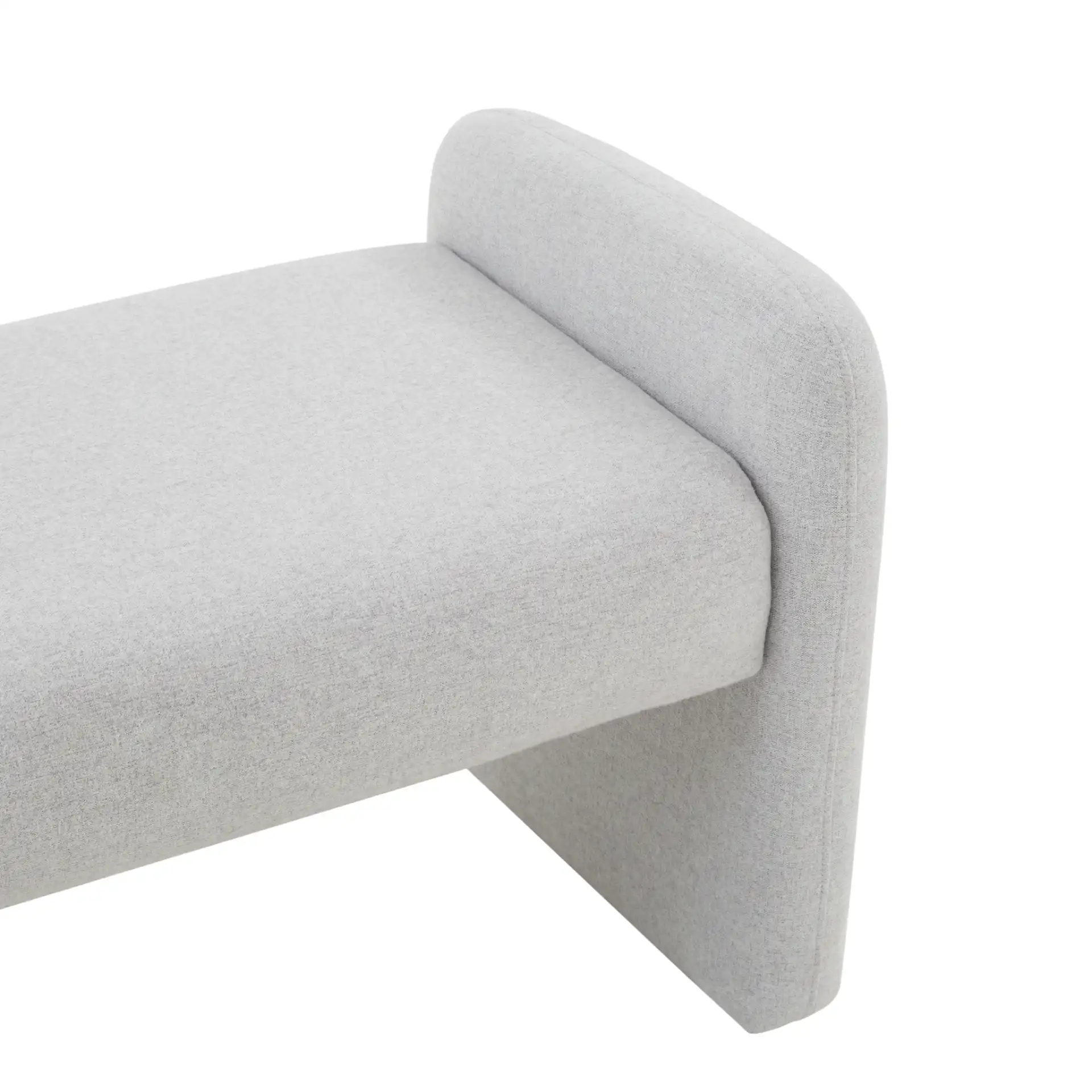 Patsy Chiclet Bench in Light Gray in a styled room