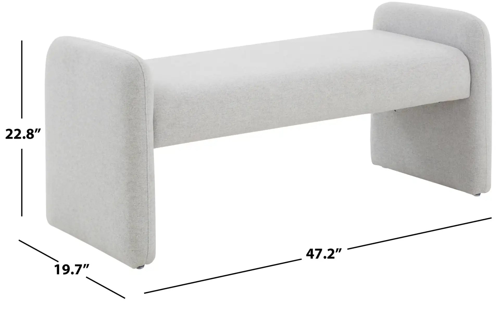 Patsy Chiclet Bench in Light Gray, detail view