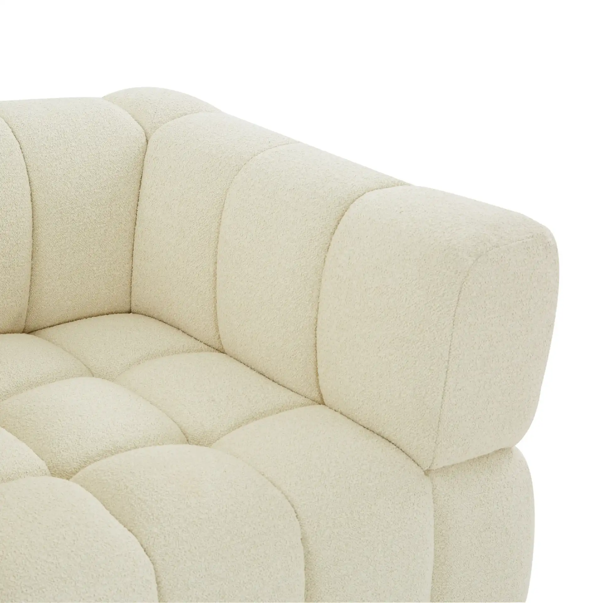 Calyna Boucle Accent Chair in Light Gray in a styled room