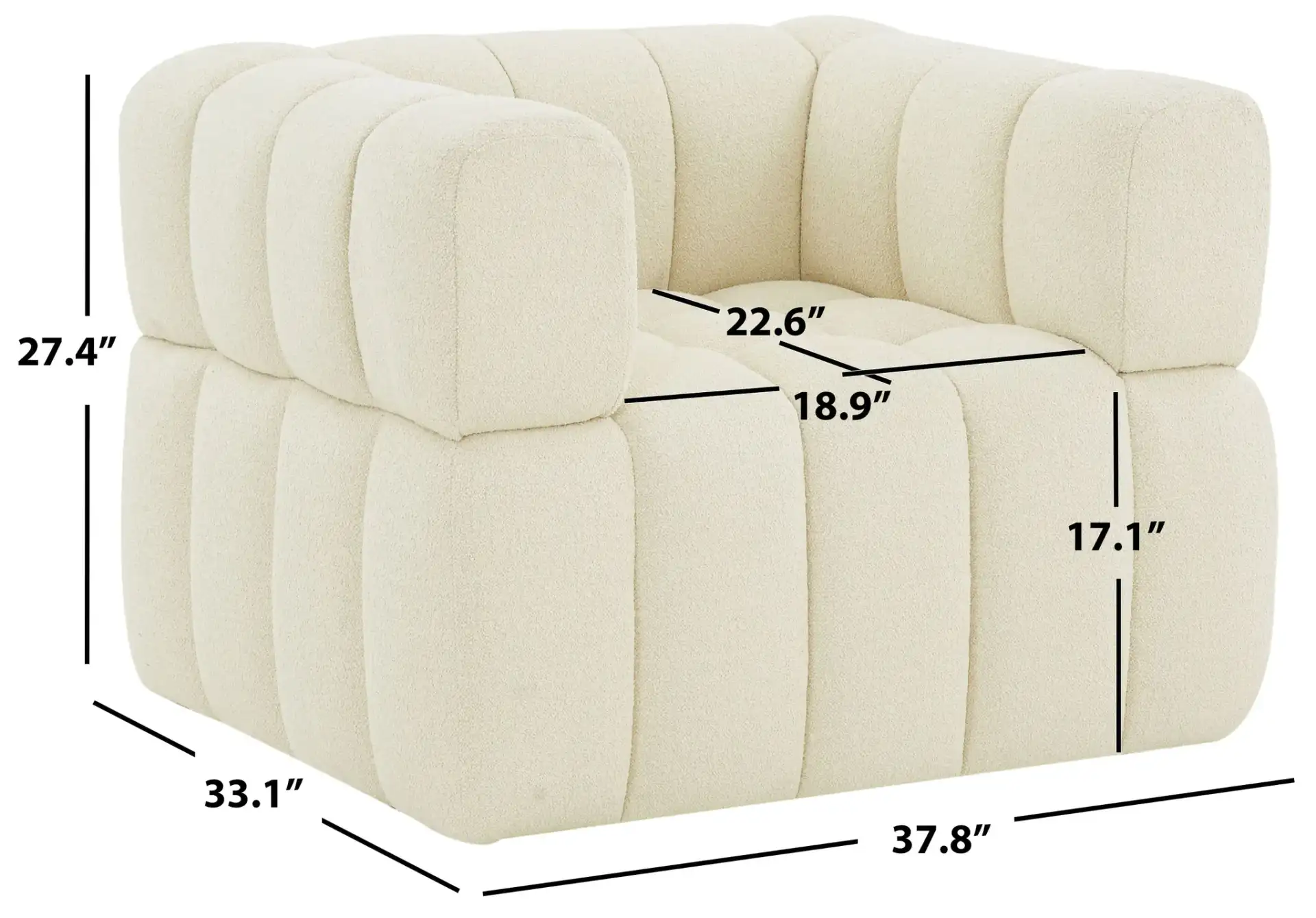 Calyna Boucle Accent Chair in Light Gray, detail view