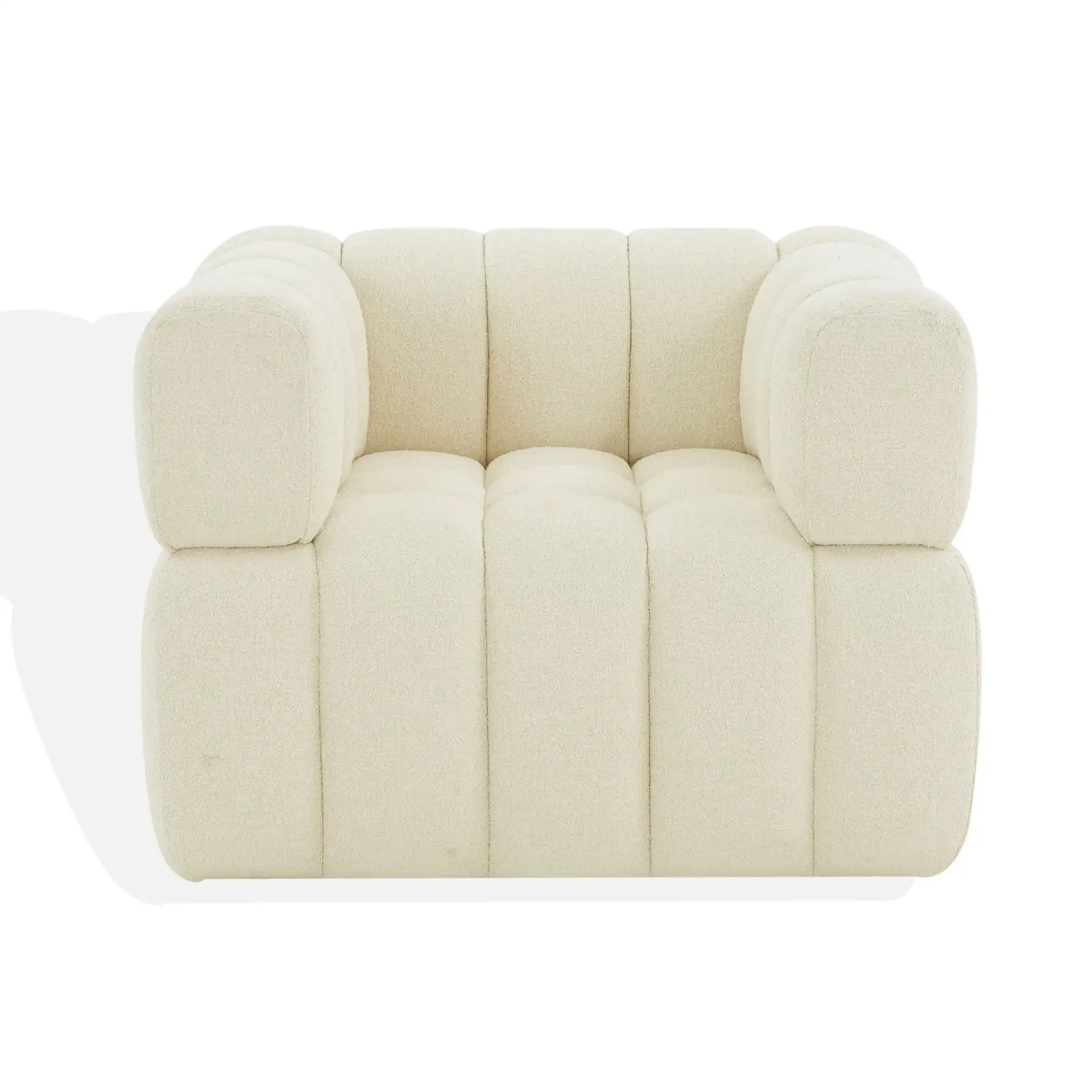 Calyna Boucle Accent Chair in Light Gray, detail view