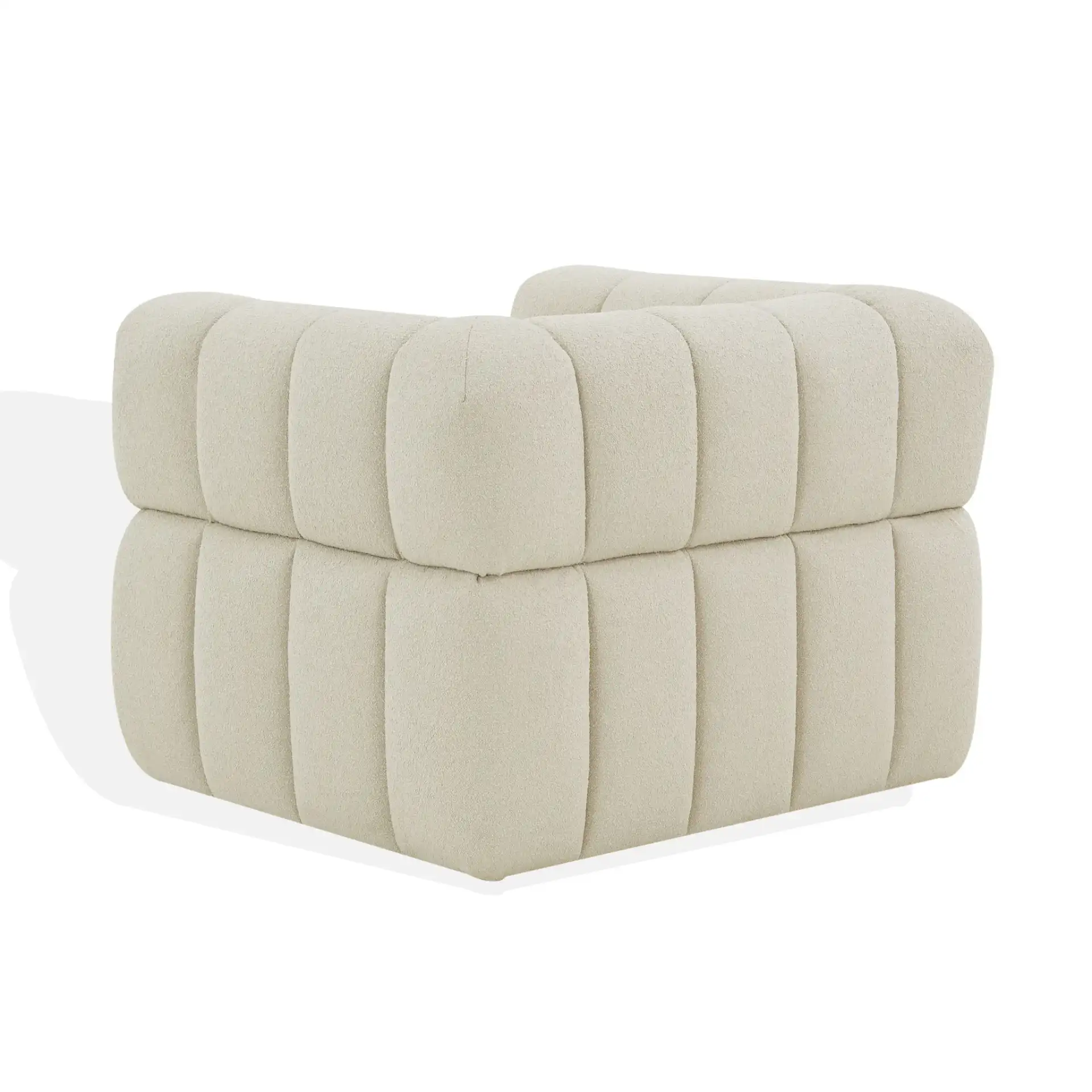 Calyna Boucle Accent Chair in Light Gray, detail view