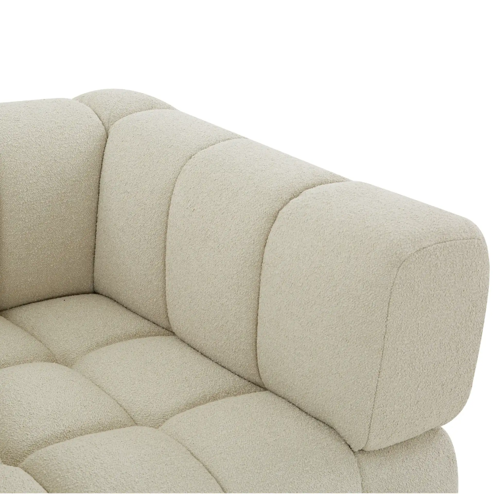 Calyna Boucle Accent Chair in Light Gray in a styled room