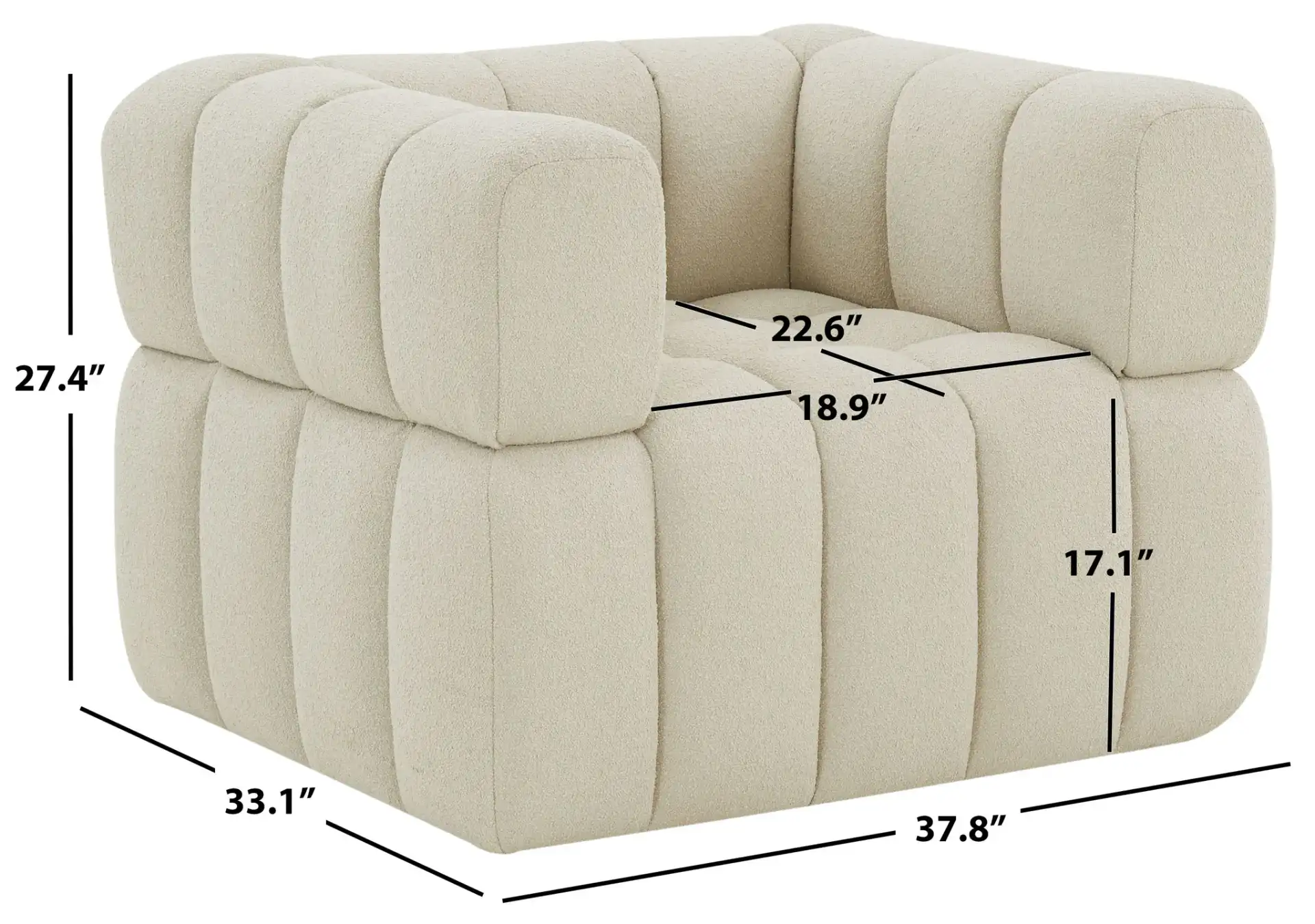 Calyna Boucle Accent Chair in Light Gray, detail view