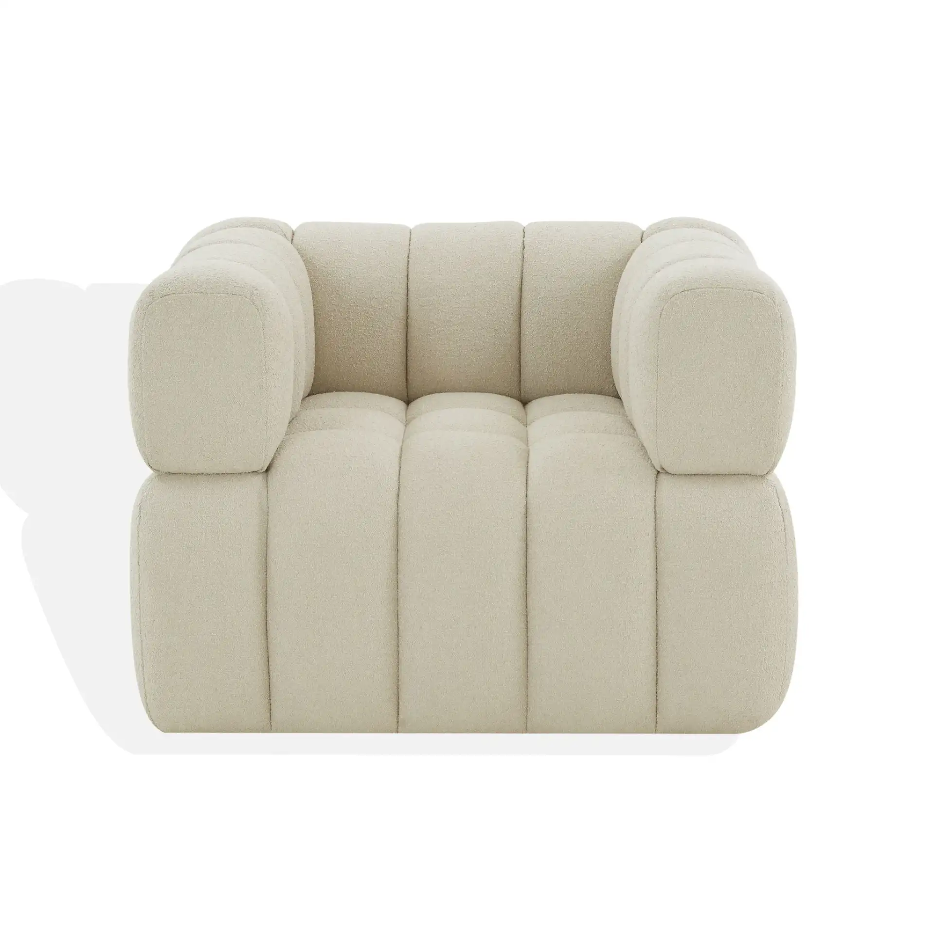 Calyna Boucle Accent Chair in Light Gray, detail view