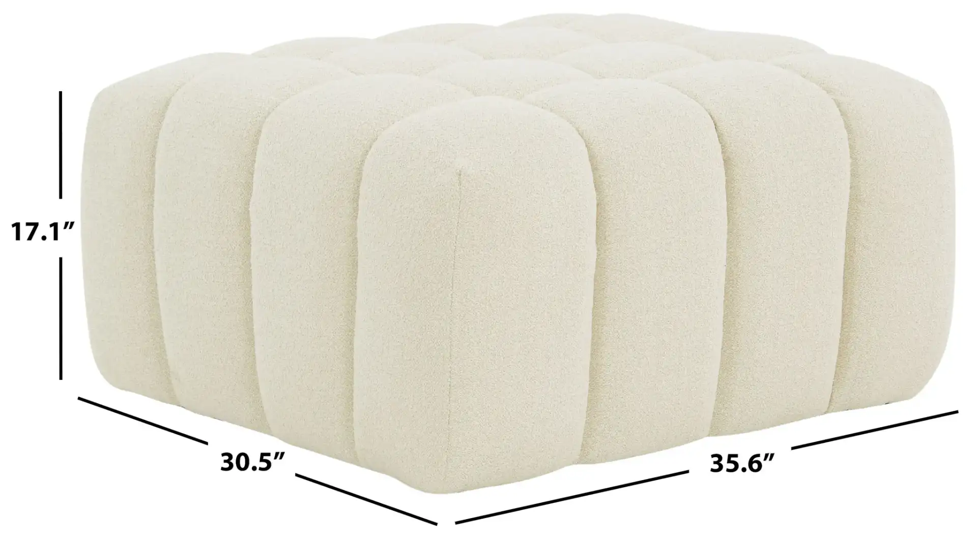 Calyna Boucle Ottoman in Cream, detail view
