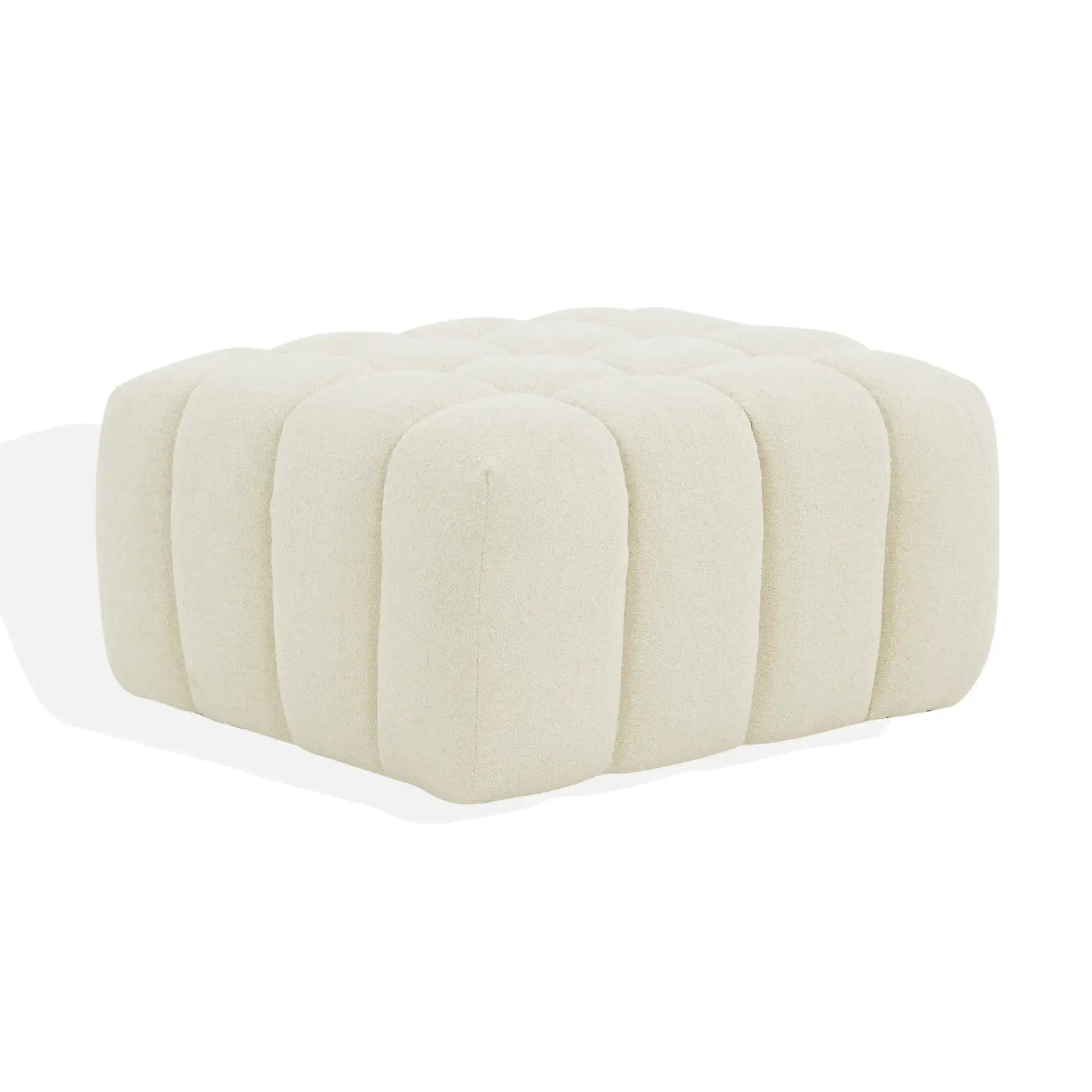Calyna Boucle Ottoman in Cream, detail view