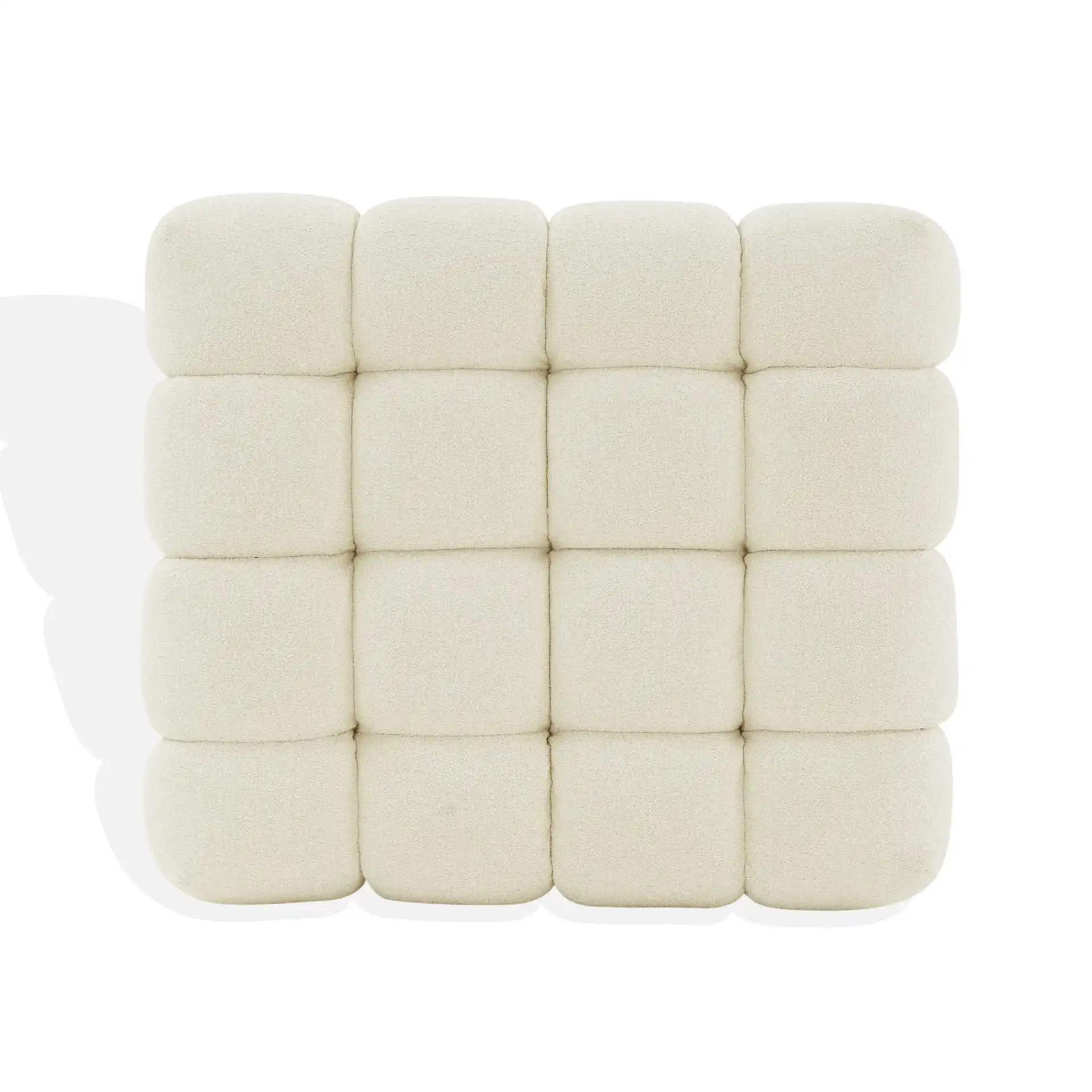 Calyna Boucle Ottoman in Cream, detail view