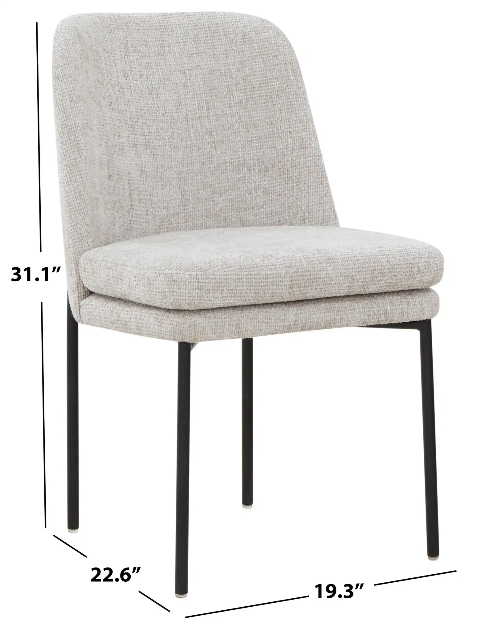 Tamarie Chenille Dining Chair in Light Gray / Black, detail view