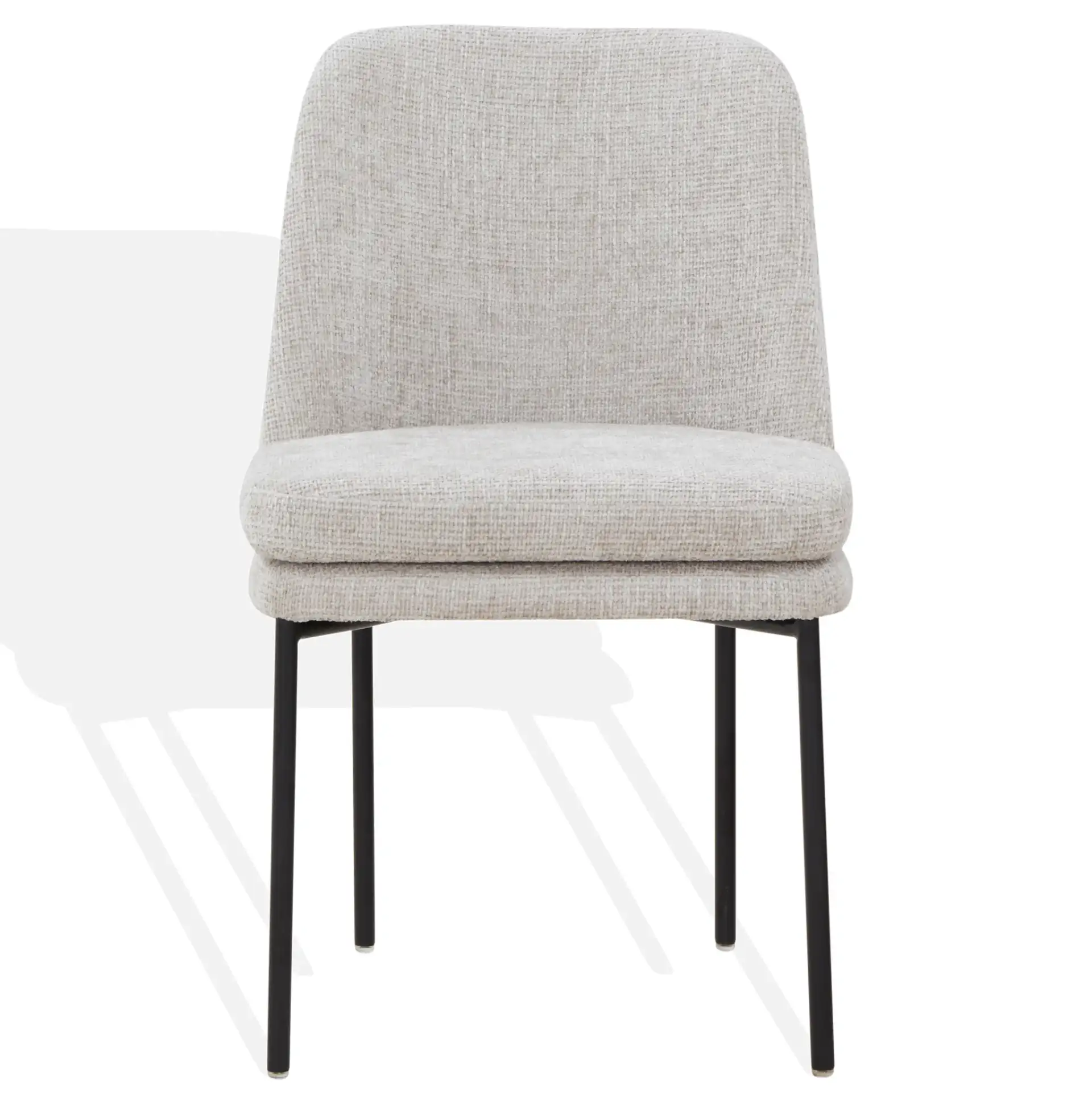 Tamarie Chenille Dining Chair in Light Gray / Black, detail view