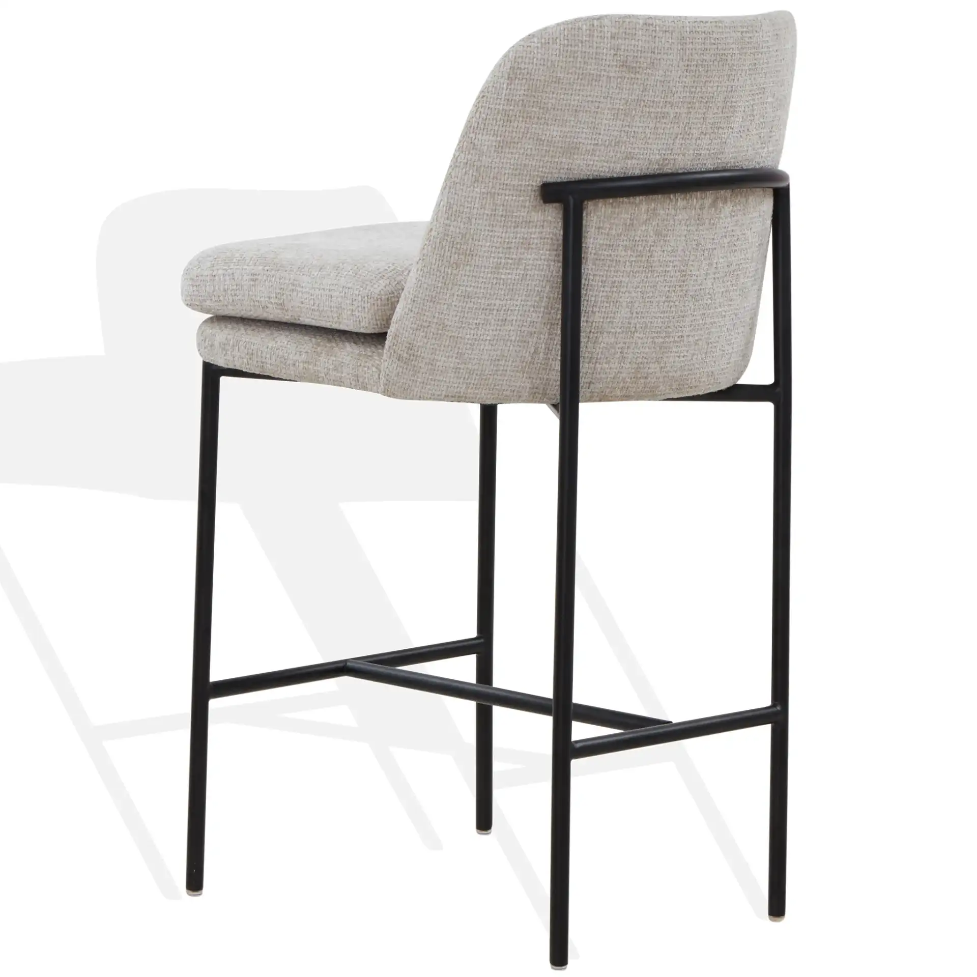 Tamarie Chenille Counter Stool in Light Gray / Black, detail view