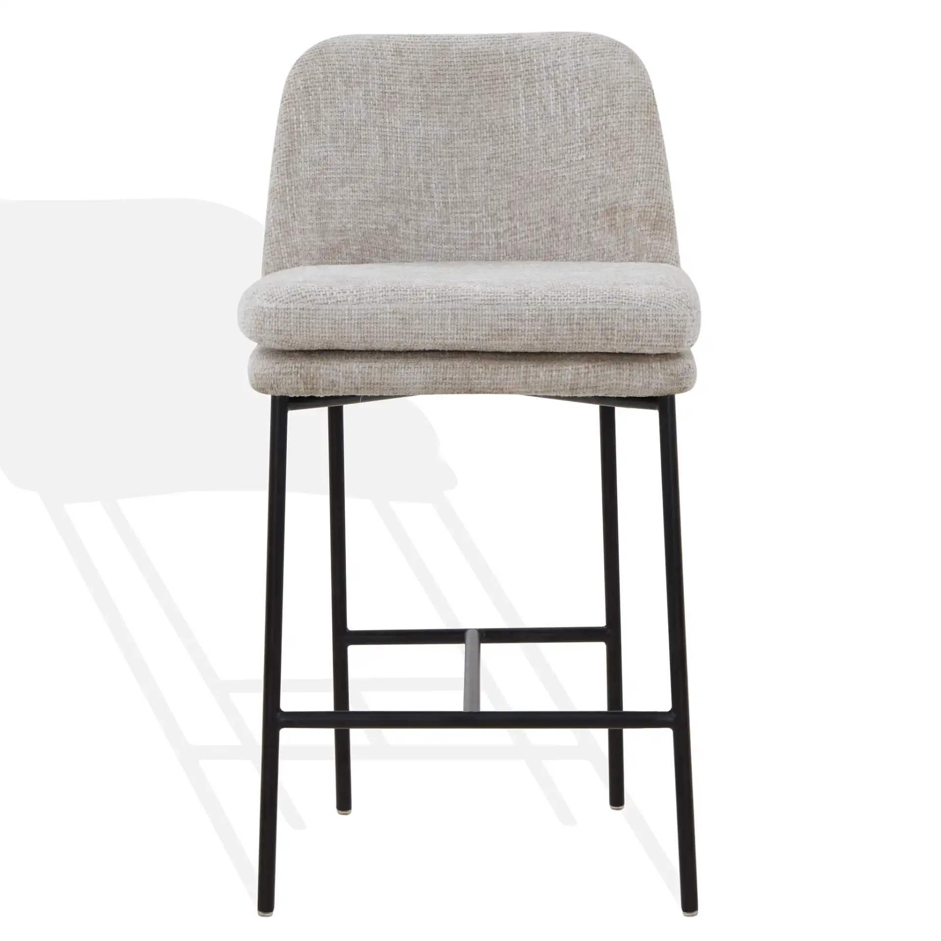 Tamarie Chenille Counter Stool in Light Gray / Black, detail view