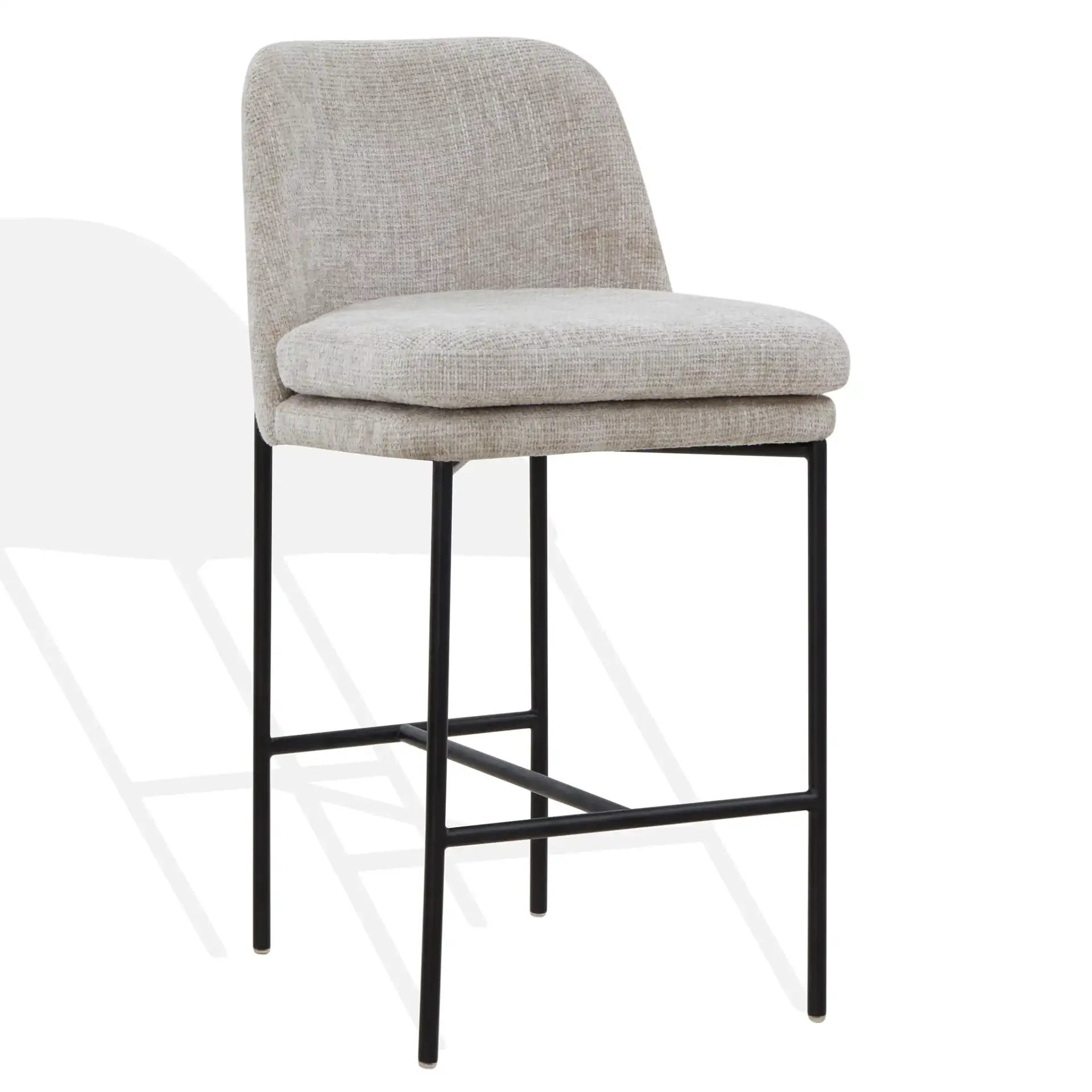 Tamarie Chenille Counter Stool in Light Gray / Black