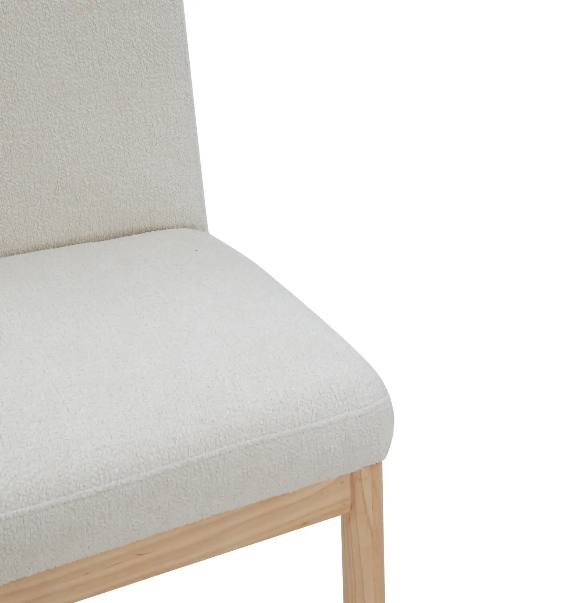 Halcy Boucle Dining Chair in Cream / Natural in a styled room