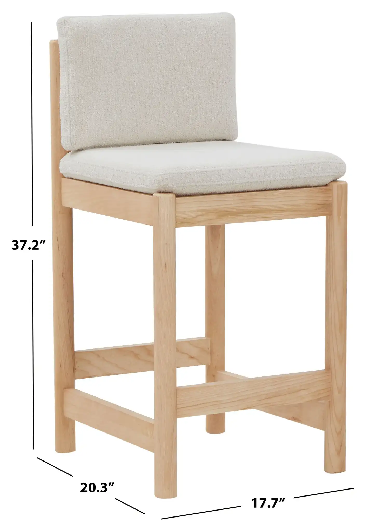 Kalmia Boucle Counter Stool in Oatmeal / Natural, detail view