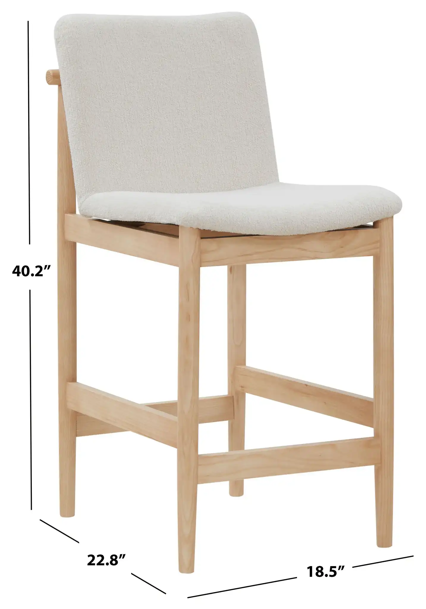 Abriella Boucle Counter Stool in Oatmeal / Natural, detail view