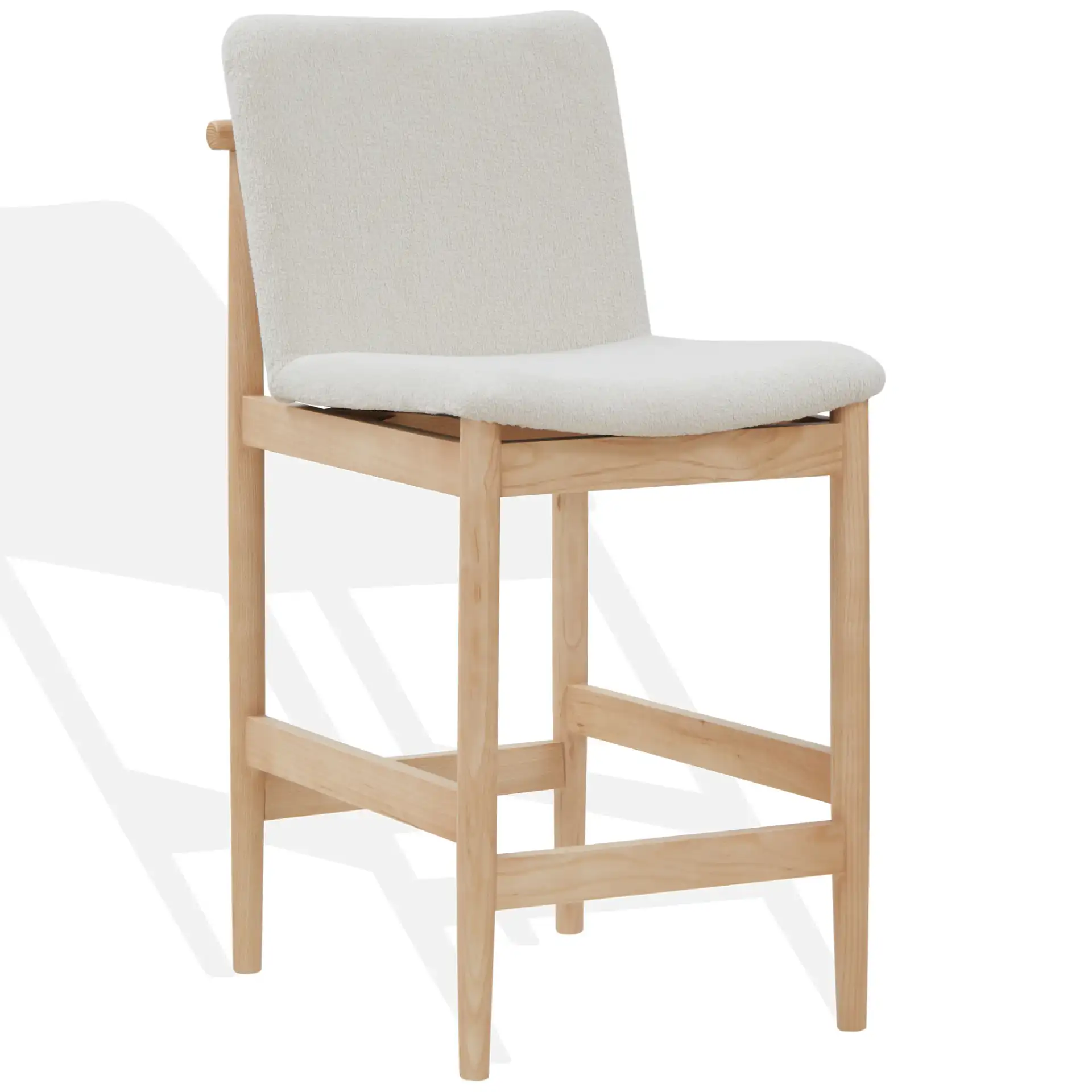 Abriella Boucle Counter Stool in Oatmeal / Natural