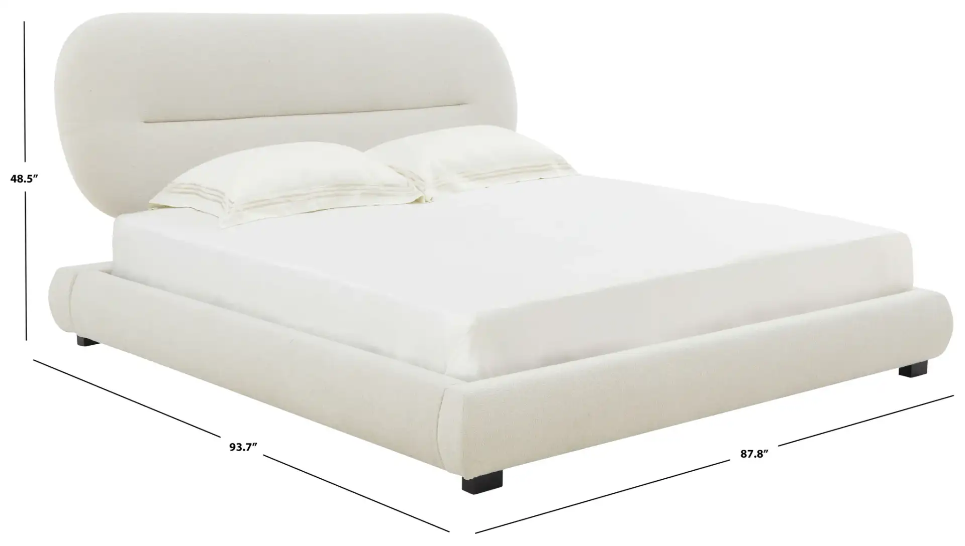 Thalia Oval Headboard Bed in Cream, detail view