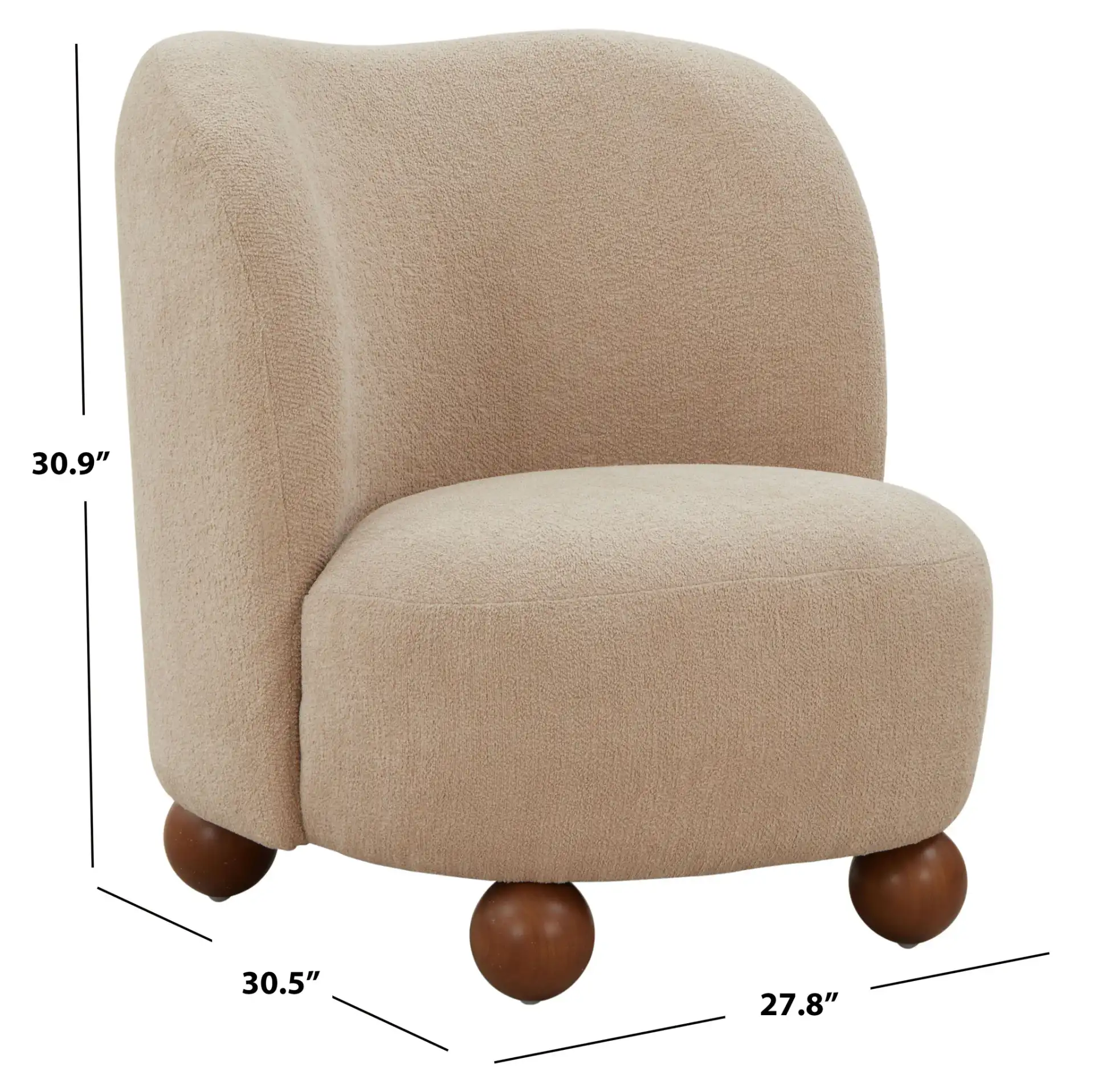 Rodolfo Boucle Accent Chair in Oatmeal / Natural, detail view