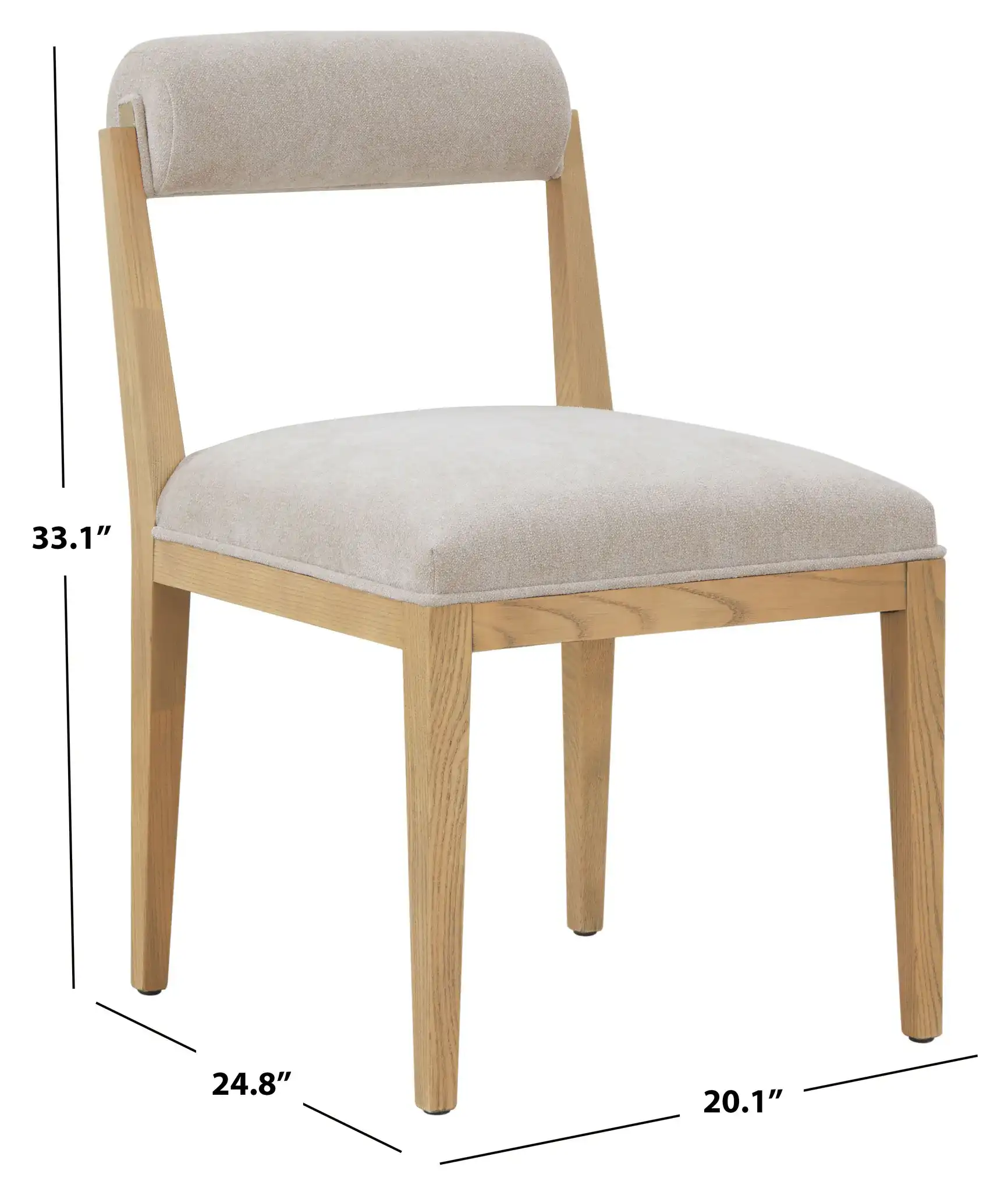 Oaklie Rolled Back Dining Chair in Taupe / Natural, detail view