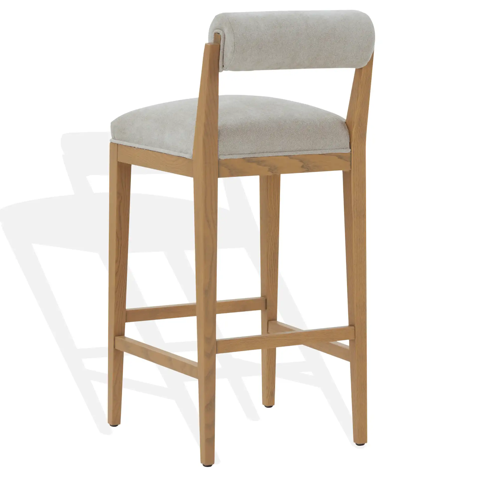 Oaklie Rolled Back Barstool in Taupe / Natural, detail view
