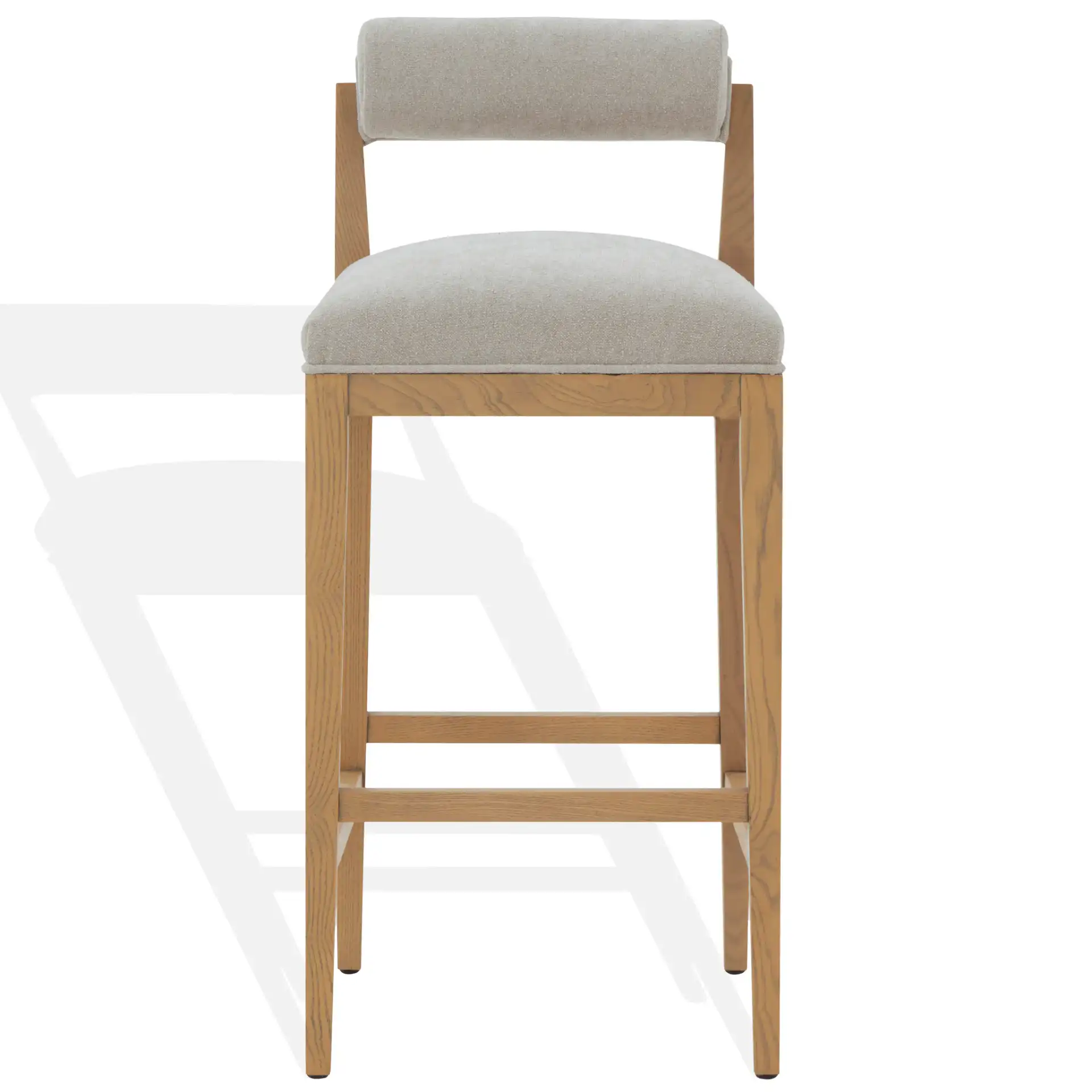 Oaklie Rolled Back Barstool in Taupe / Natural, detail view