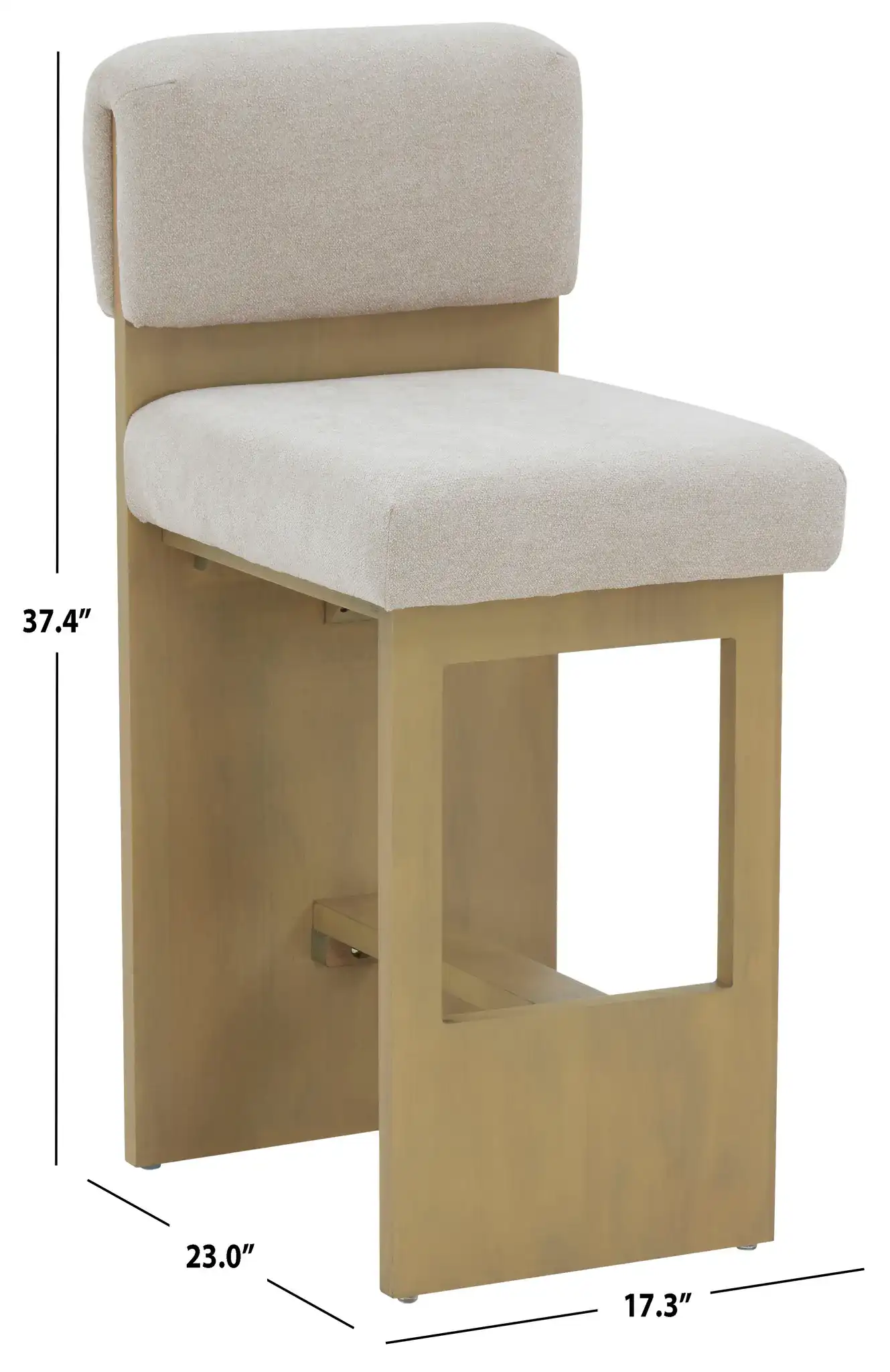 Naja Modern Counter Stool in Taupe / Natural, detail view