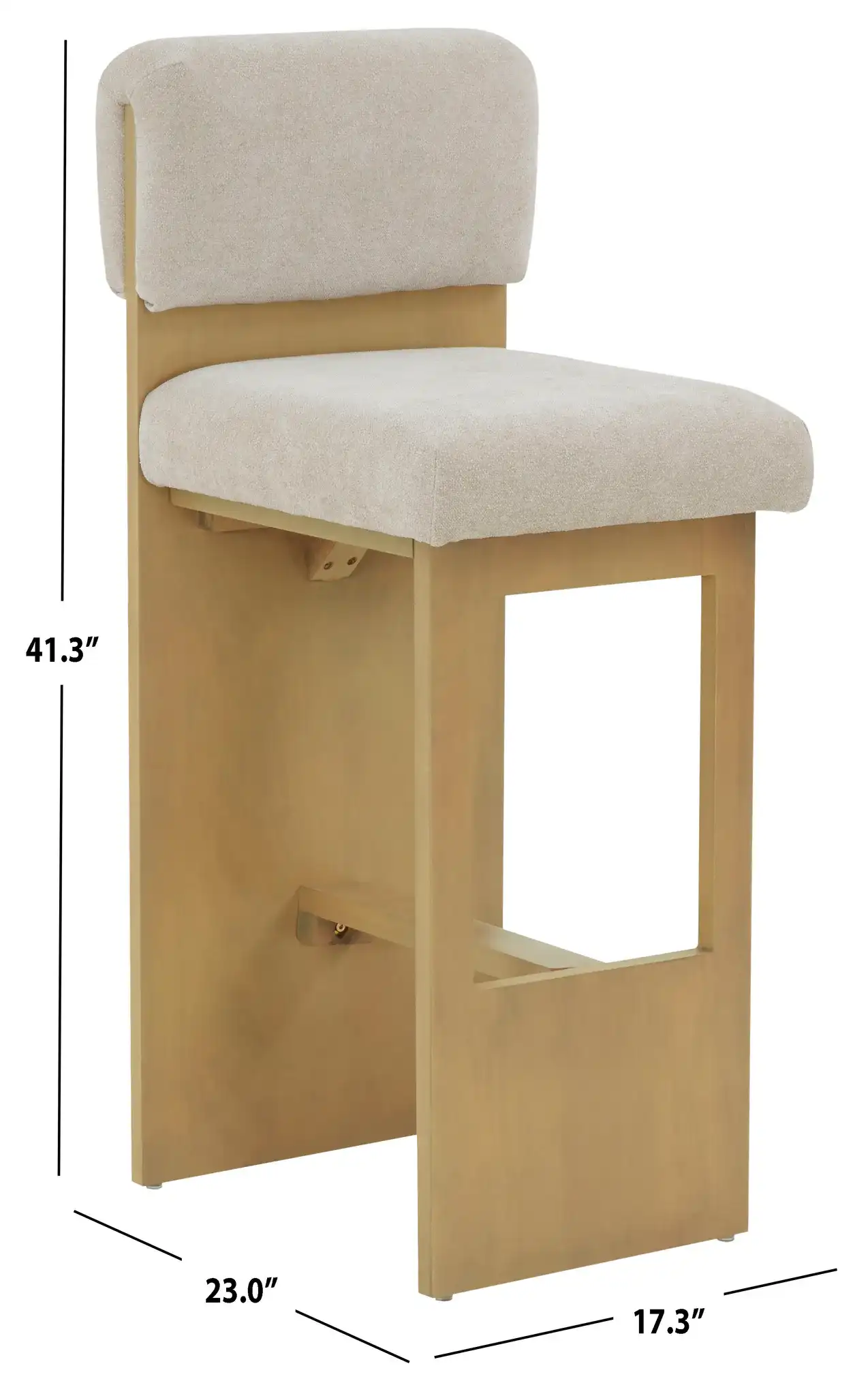 Naja Modern Barstool in Taupe / Natural, detail view