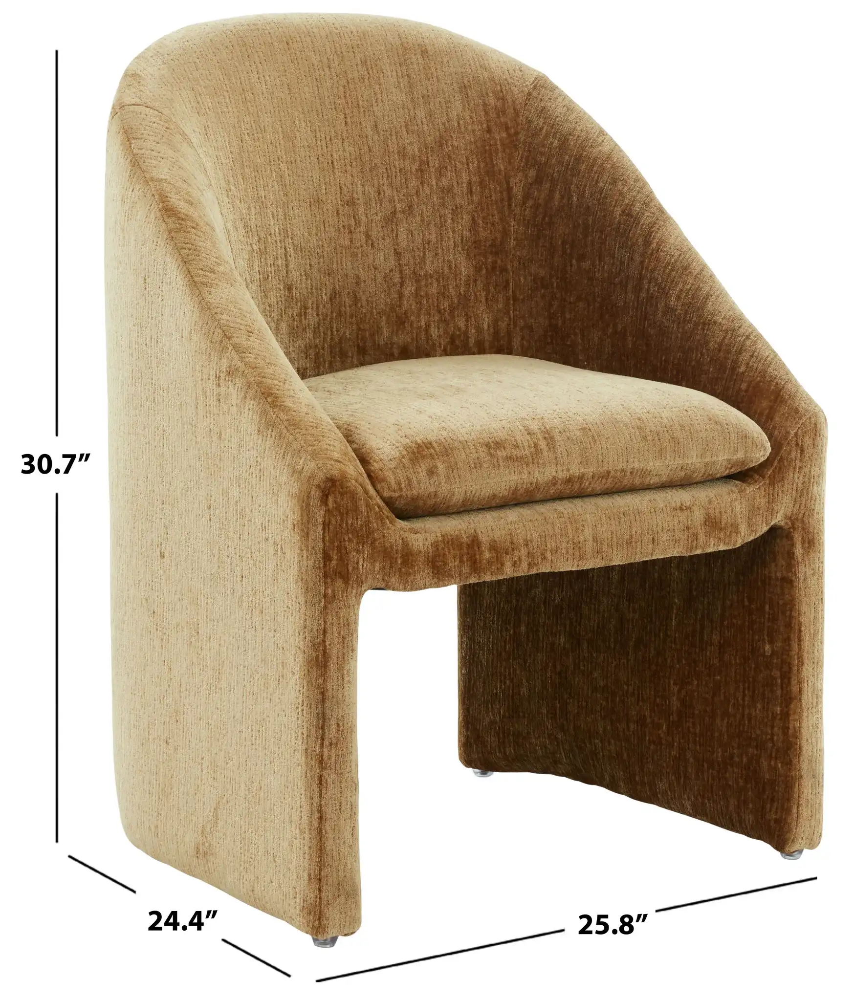 Kagan Chenille Dining Chair in Amber, detail view