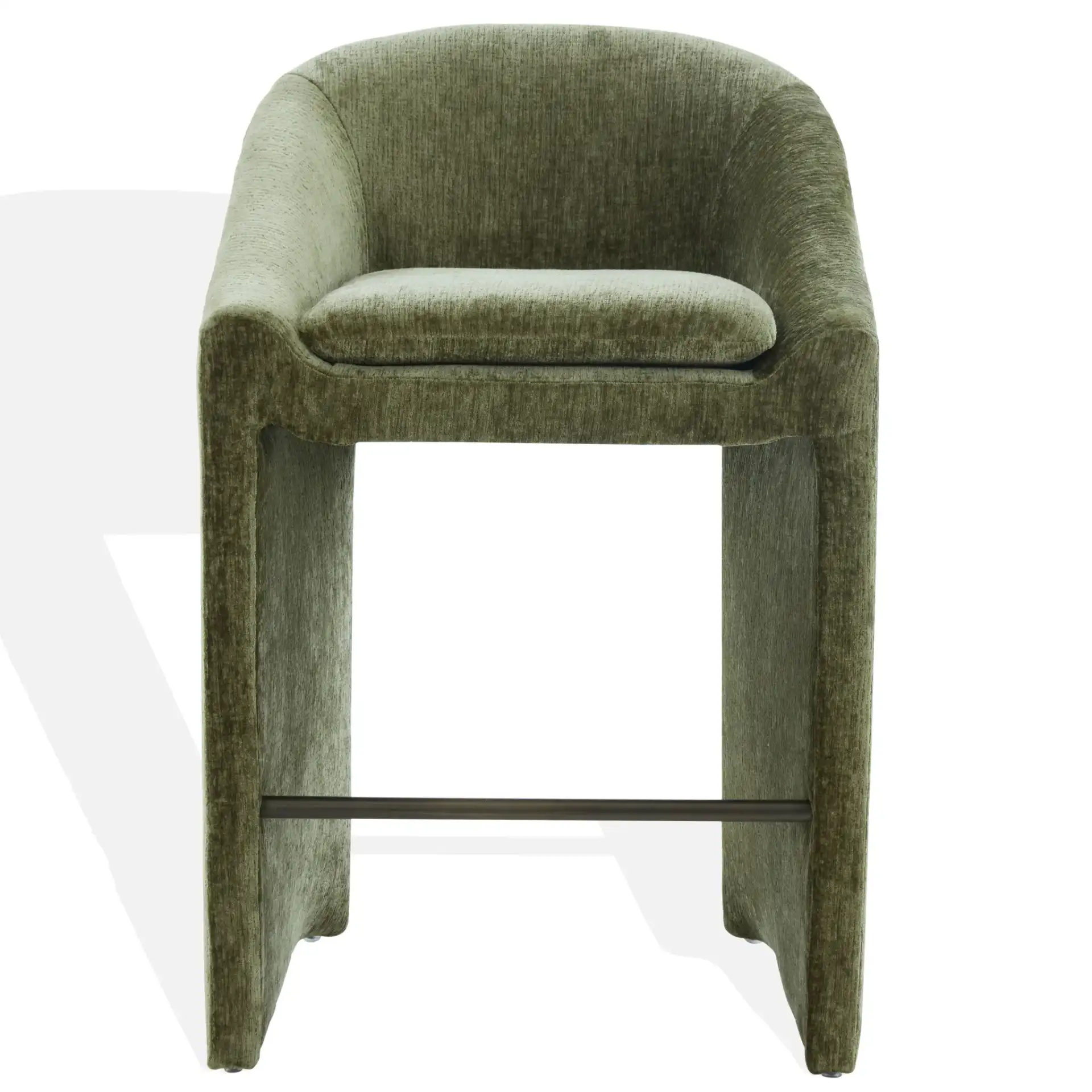 Kagan Chenille Barstool in Amber, detail view
